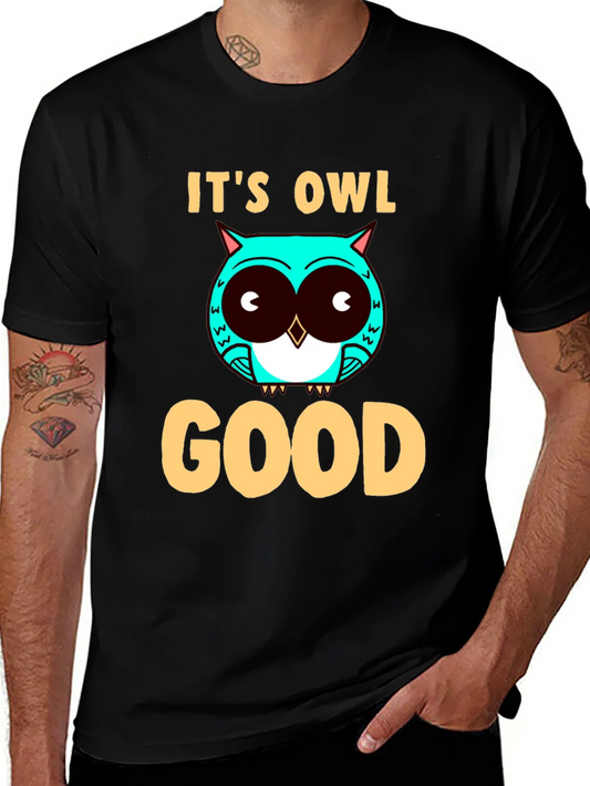 Camiseta Negra con Dise?o de B¨²ho Its Owl Good