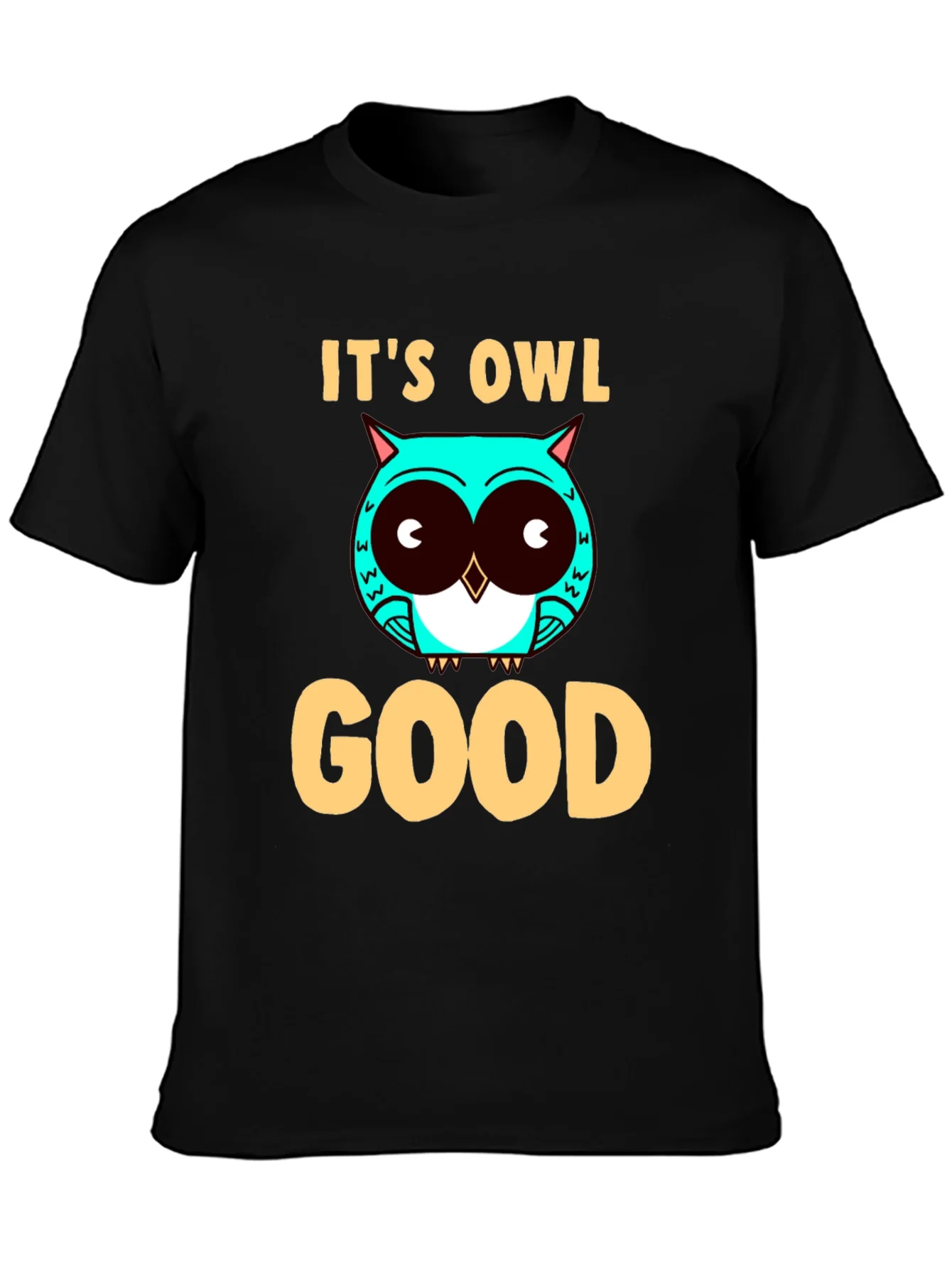 Camiseta Negra con Dise?o de B¨²ho Its Owl Good