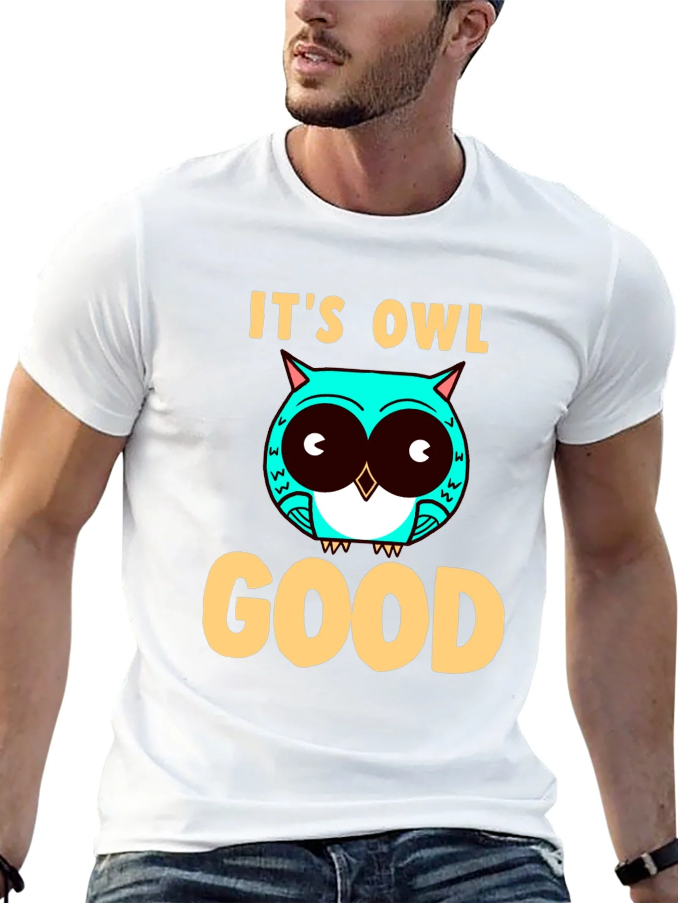 Camiseta Negra con Dise?o de B¨²ho Its Owl Good