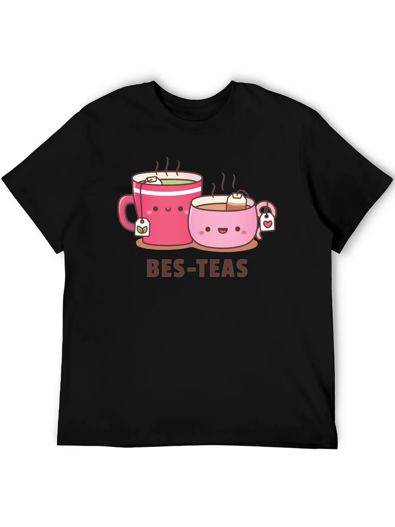 Camiseta Negra Bes-Teas con Dise?o de Tazas Adorable