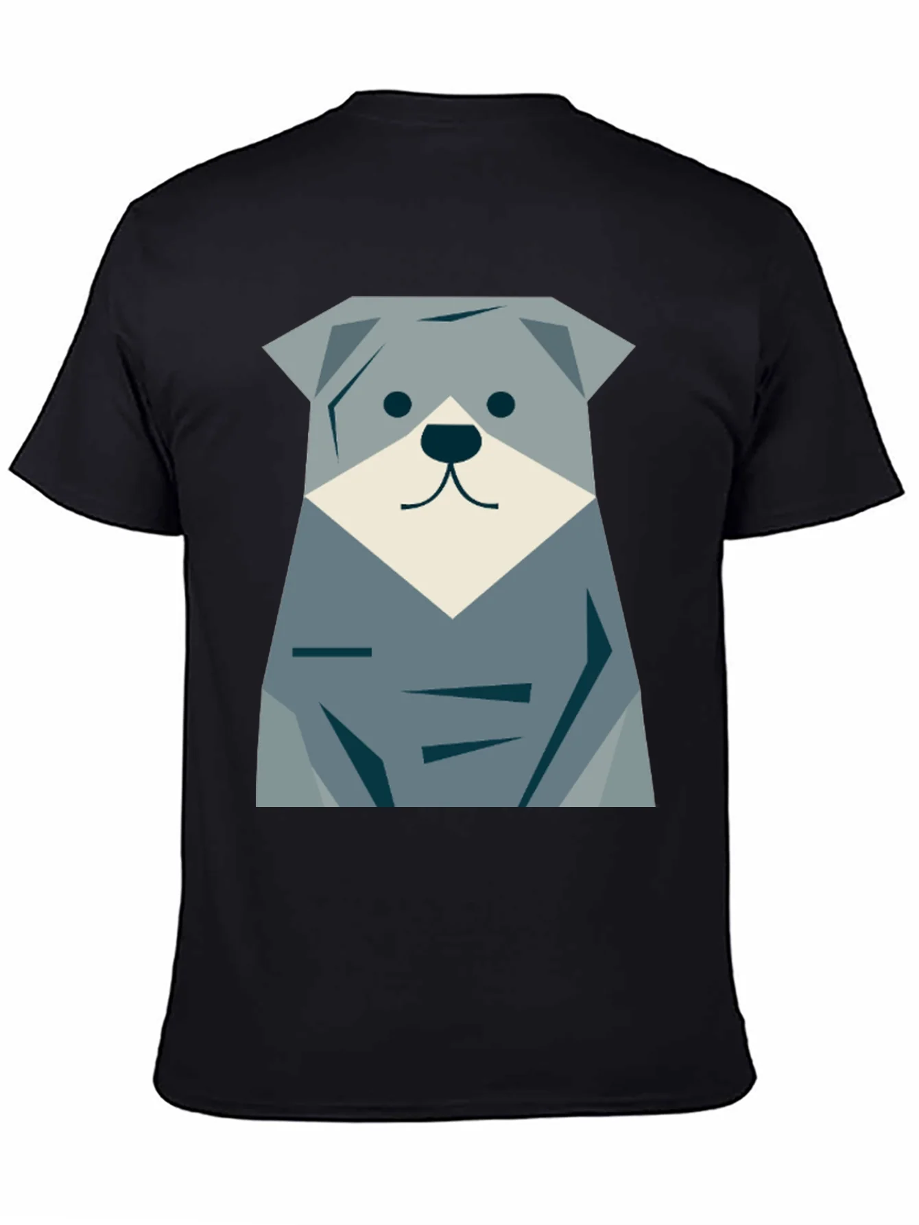 Camiseta Negra con Dise?o de Perro Geom¨¦trico