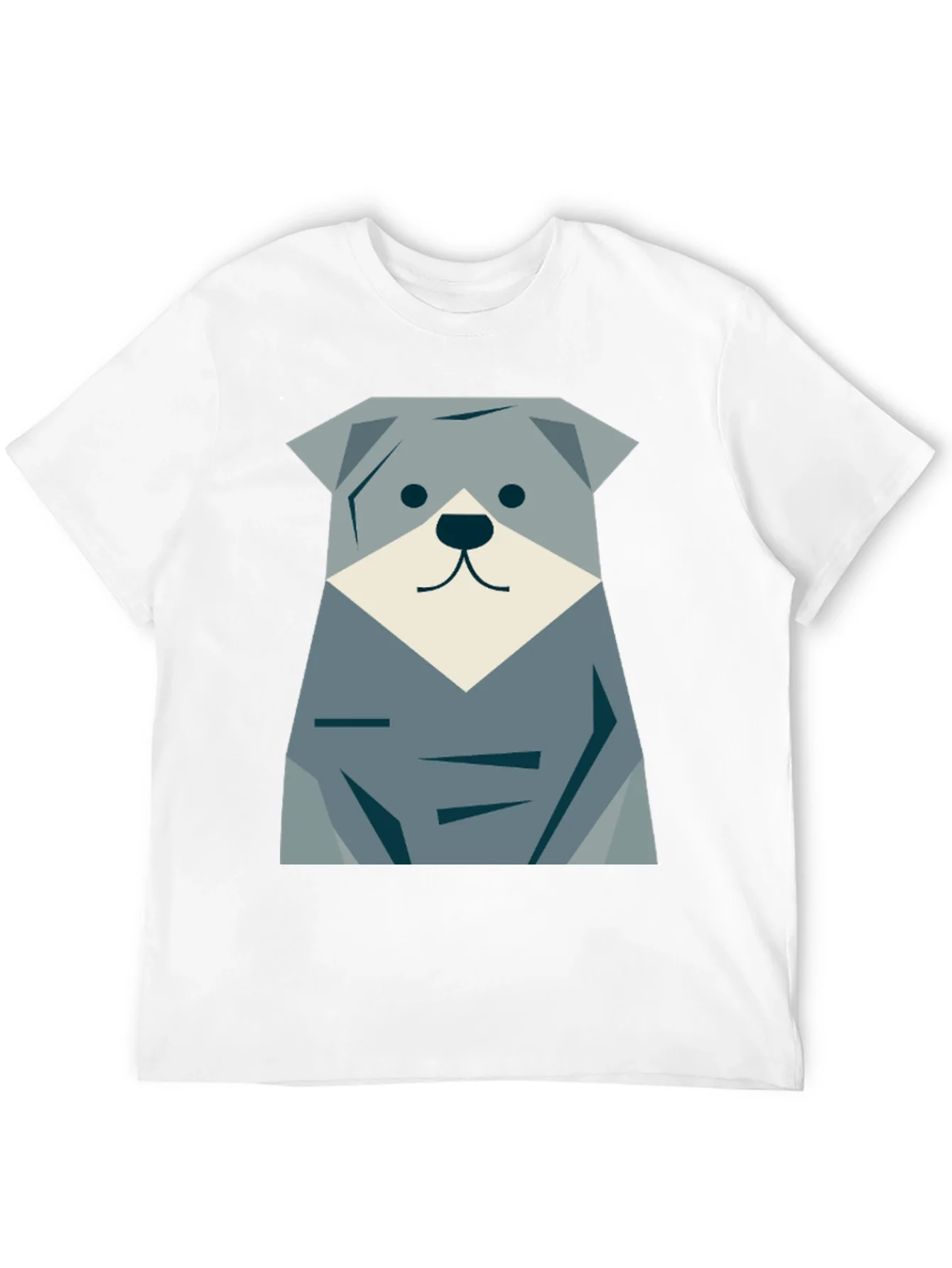 Camiseta Negra con Dise?o de Perro Geom¨¦trico