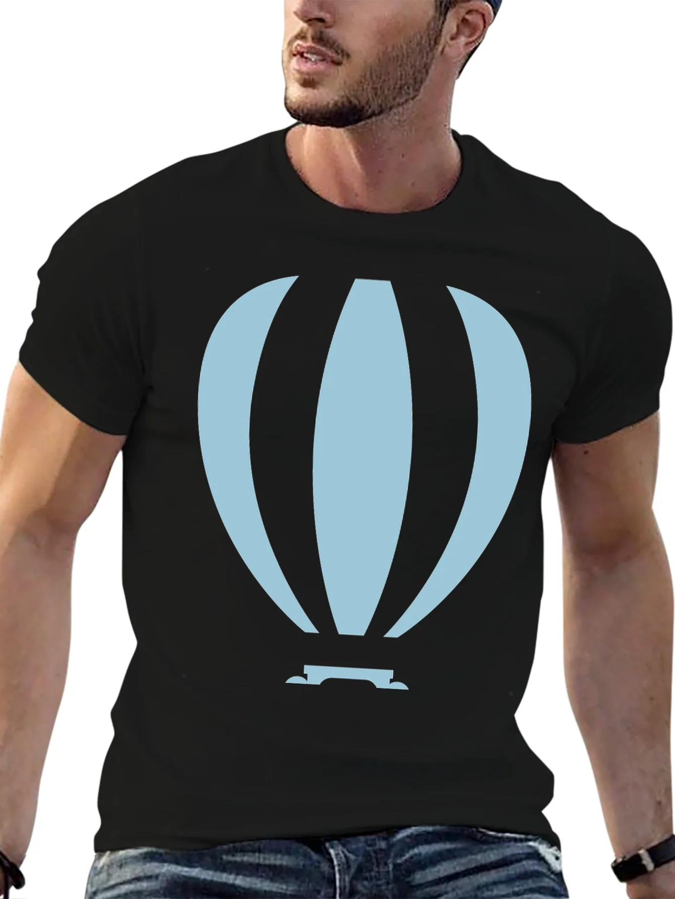 Camiseta Negra Globo Aerost¨¢tico Dise?o ¨²nico