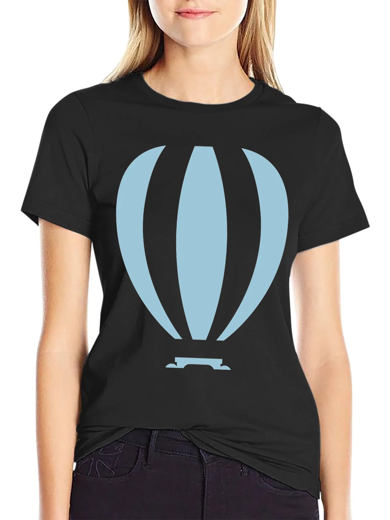 Camiseta Negra Globo Aerost¨¢tico Dise?o ¨²nico