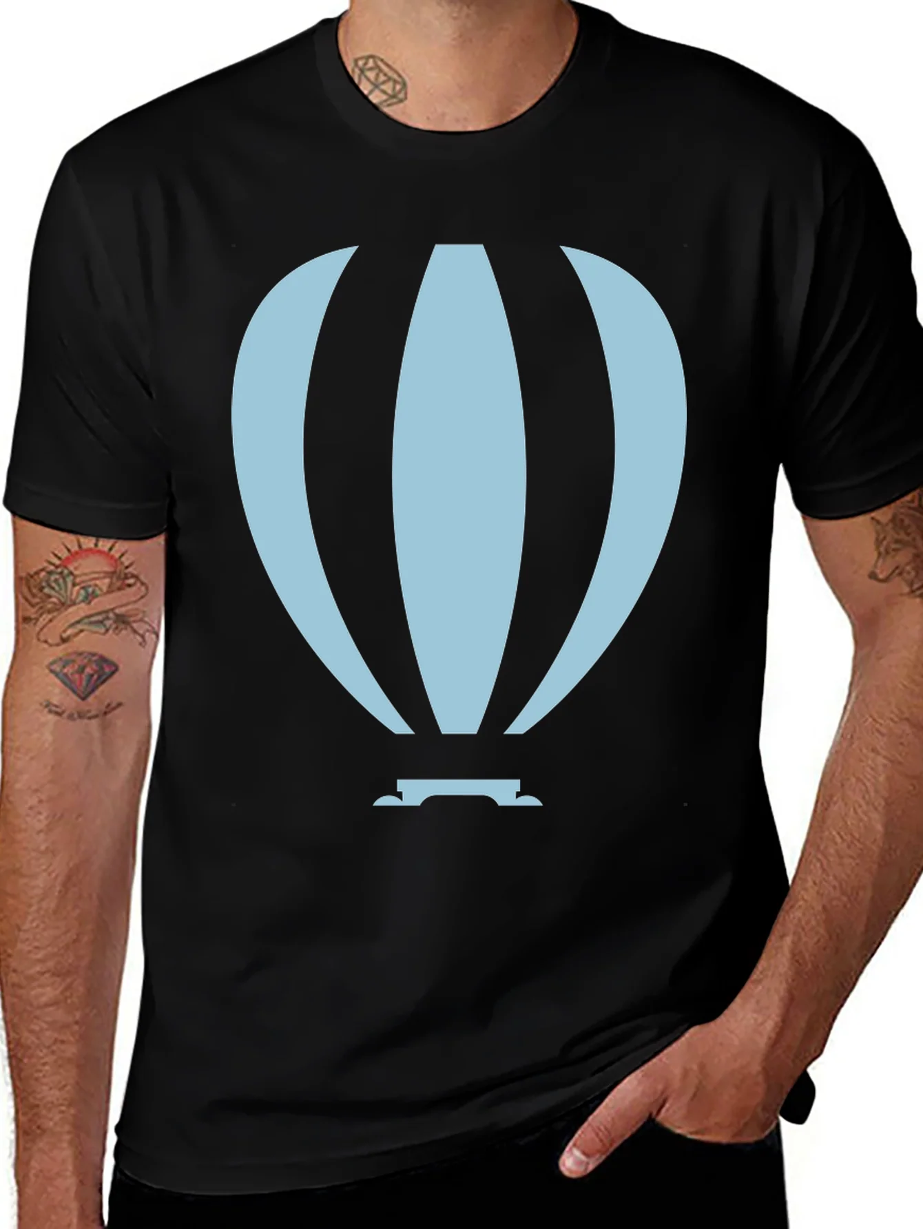 Camiseta Negra Globo Aerost¨¢tico Dise?o ¨²nico