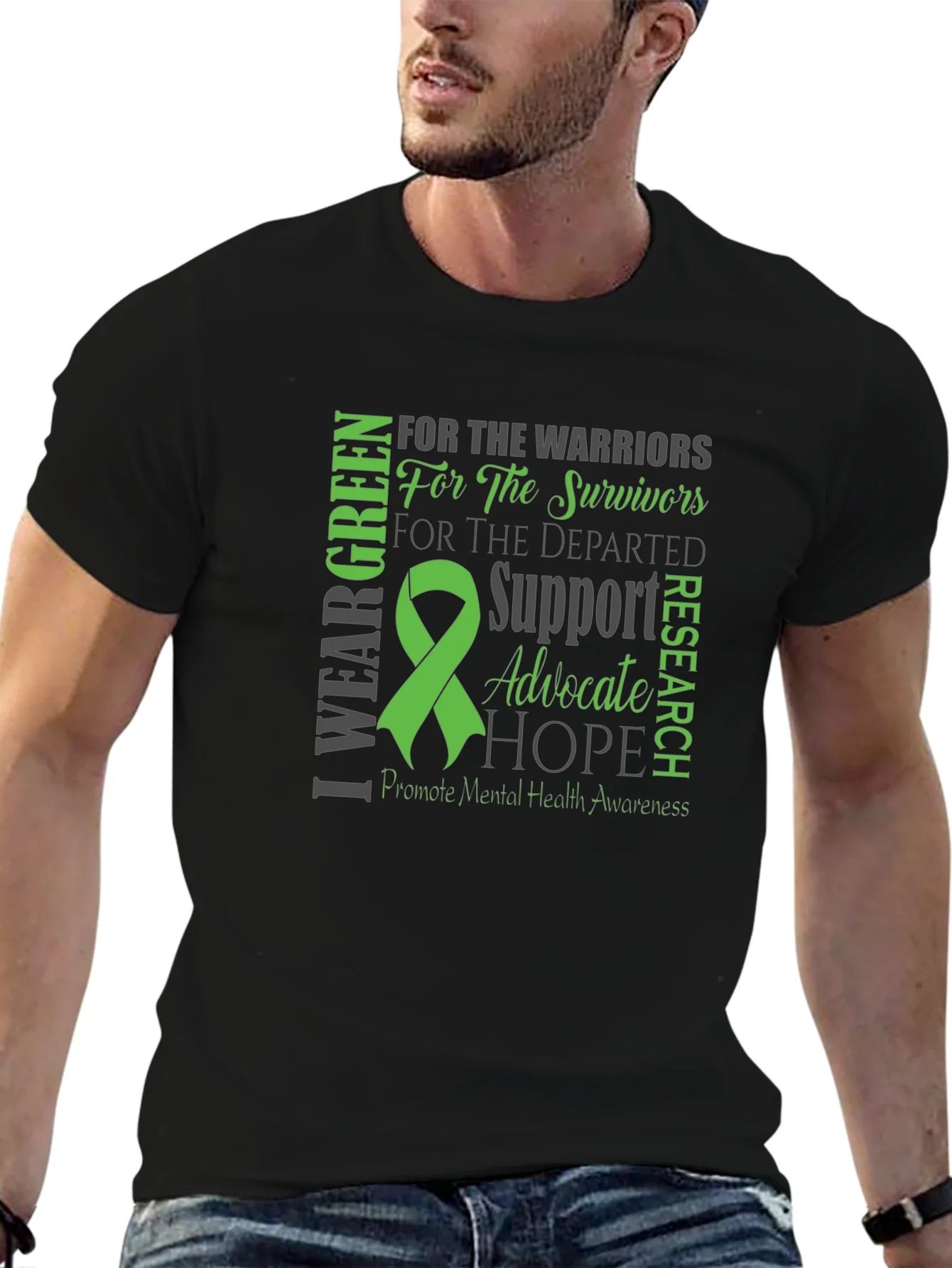 Rebbecca Mental Health Awareness Green Ribbon T-Shirt