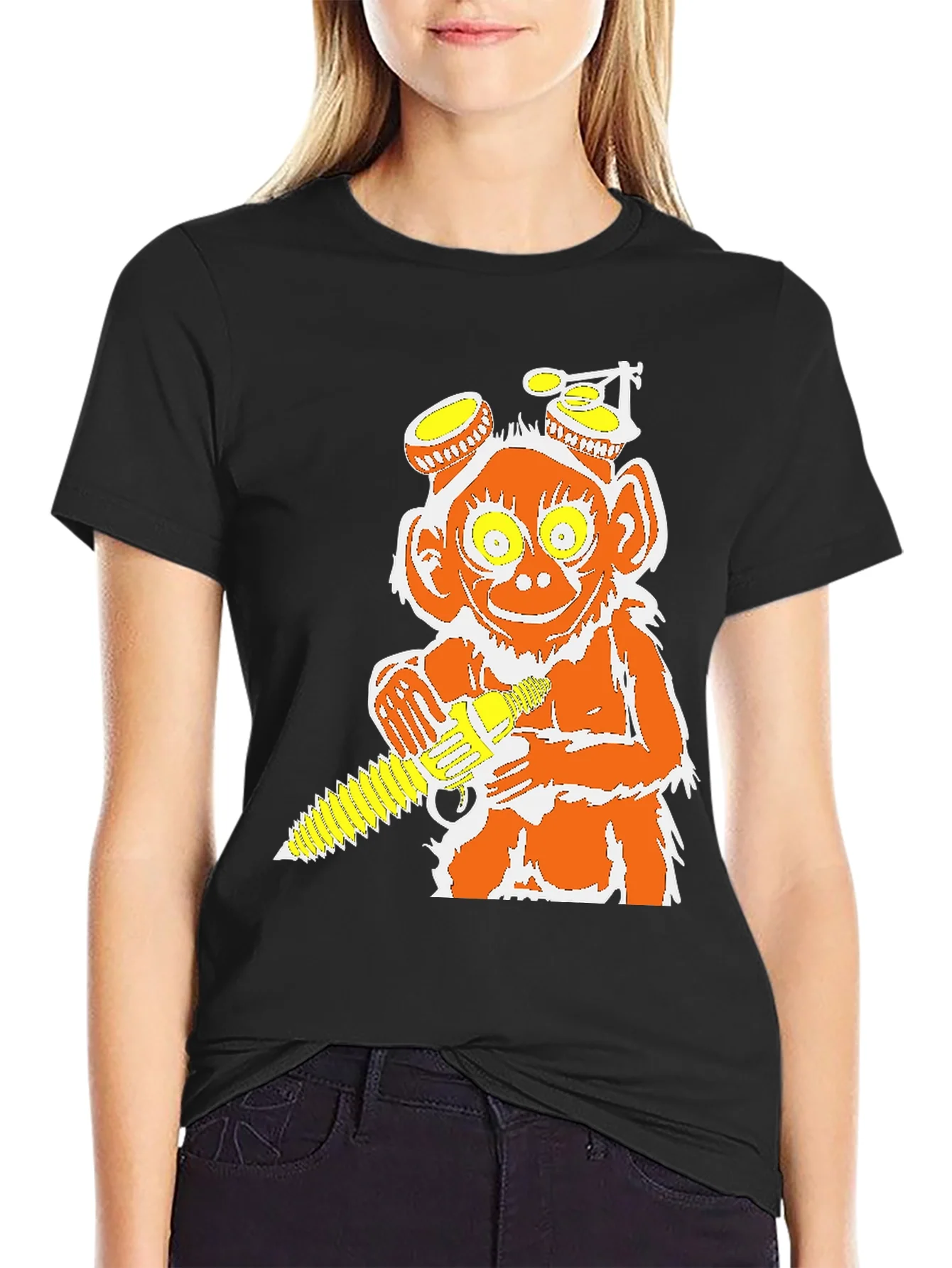 Rebbecca Monkey Chainsaw Graphic Tee - Unique Design T-Shirt
