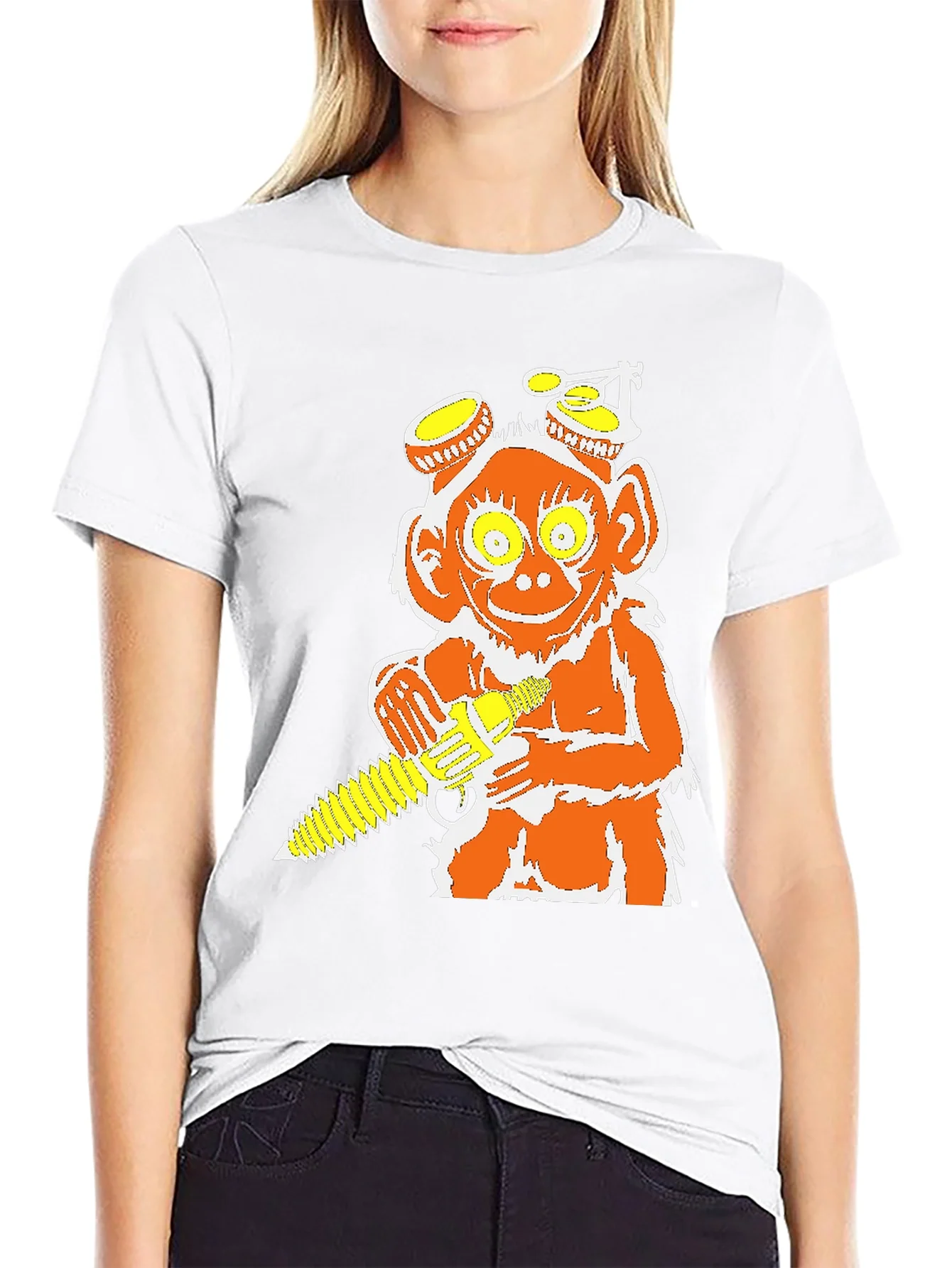 Rebbecca Monkey Chainsaw Graphic Tee - Unique Design T-Shirt