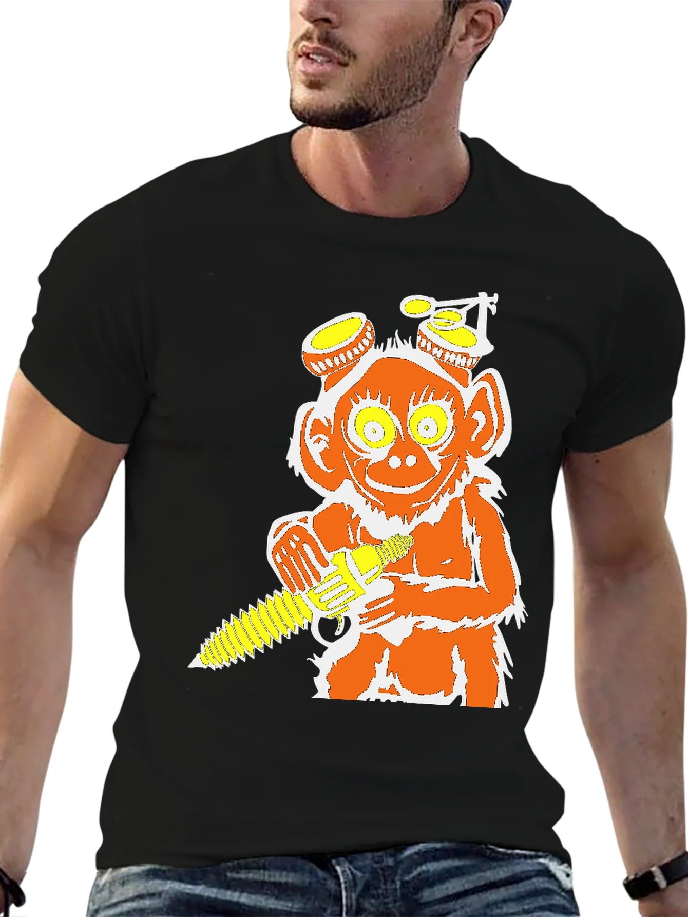 Rebbecca Monkey Chainsaw Graphic Tee - Unique Design T-Shirt