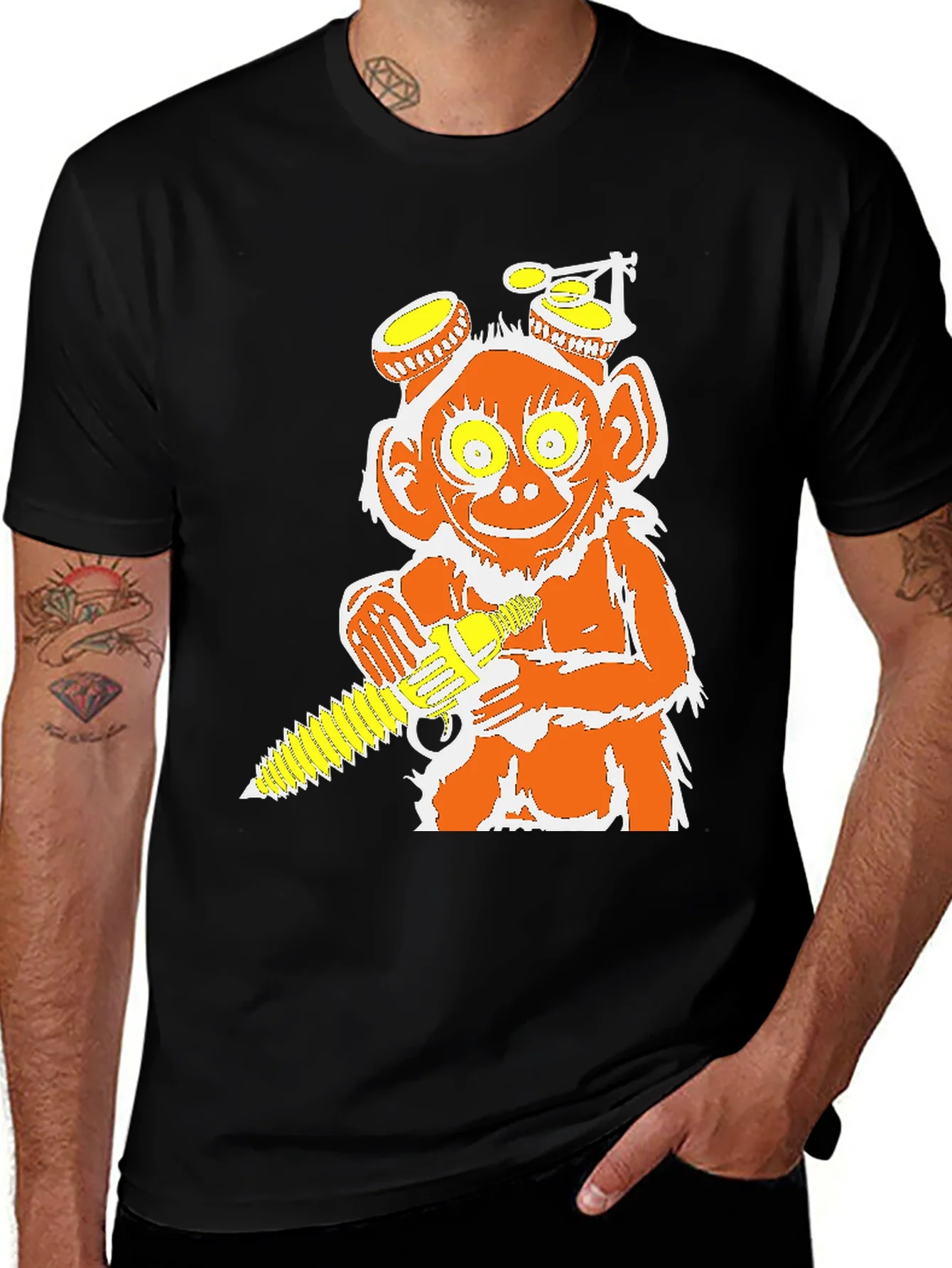 Rebbecca Monkey Chainsaw Graphic Tee - Unique Design T-Shirt