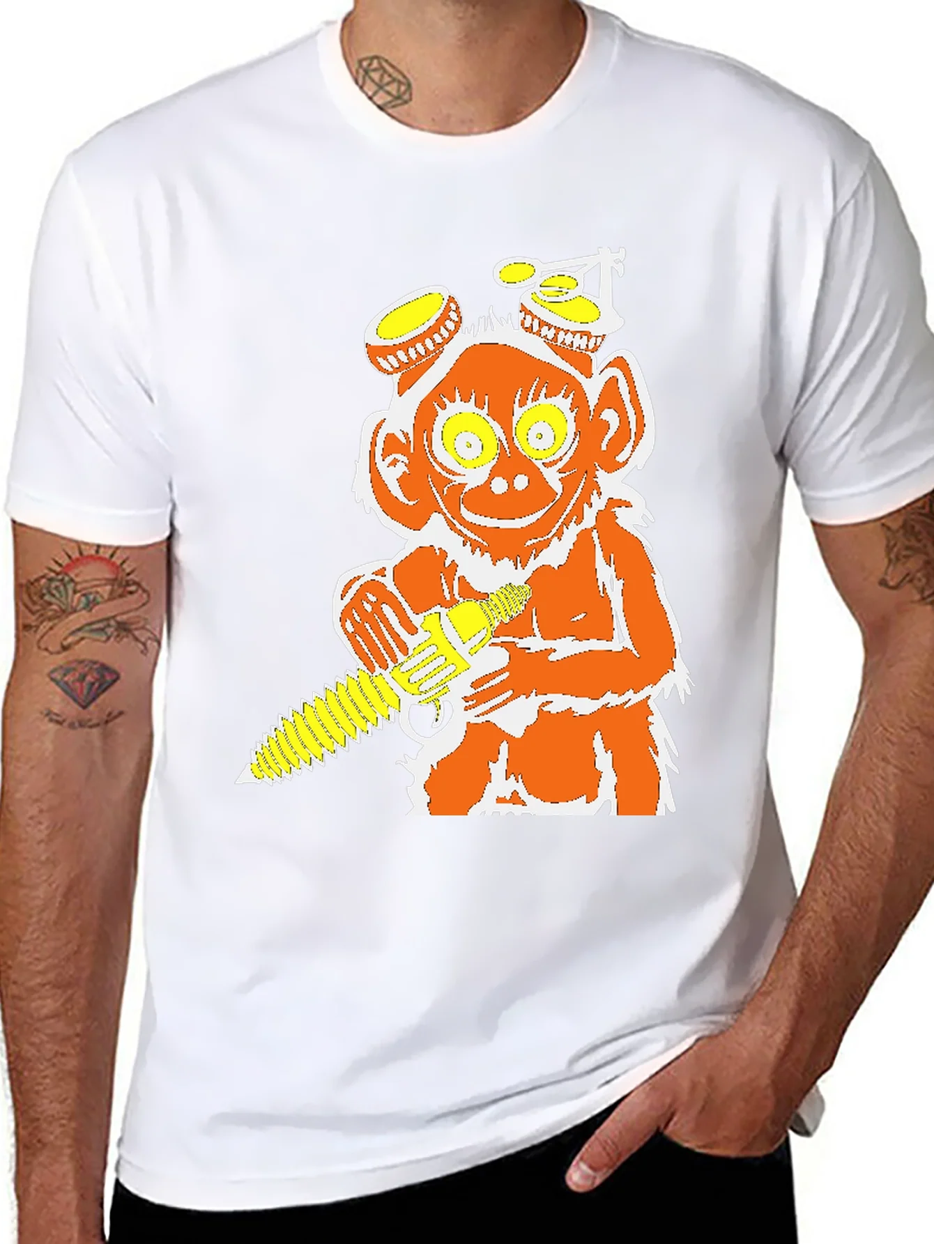 Rebbecca Monkey Chainsaw Graphic Tee - Unique Design T-Shirt