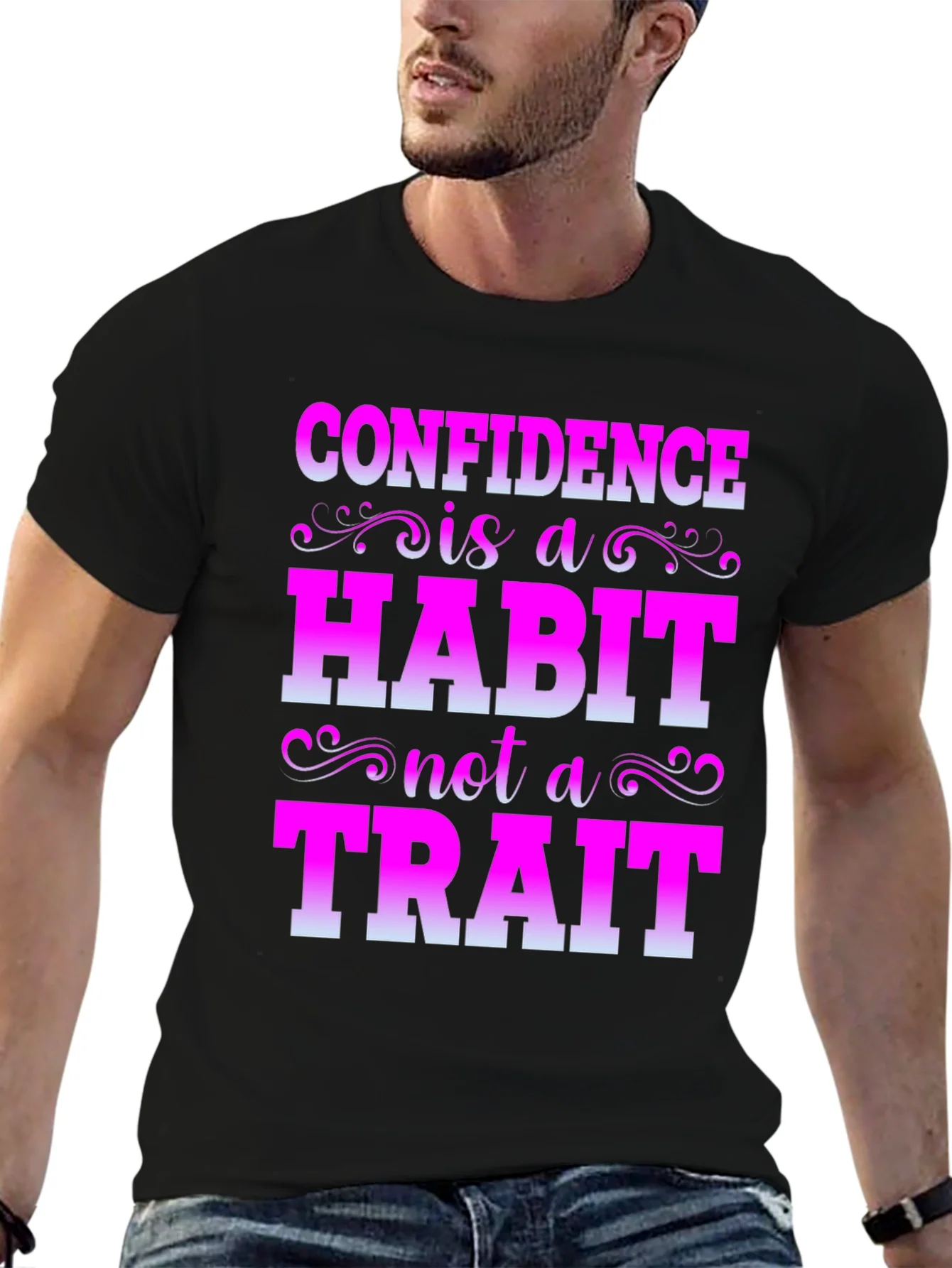 Camiseta Negra con Mensaje Motivacional Confianza