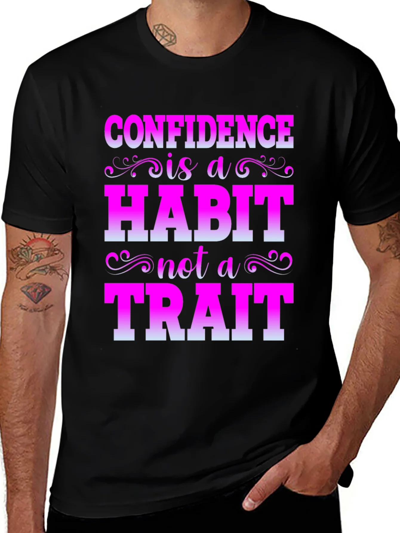 Camiseta Negra con Mensaje Motivacional Confianza