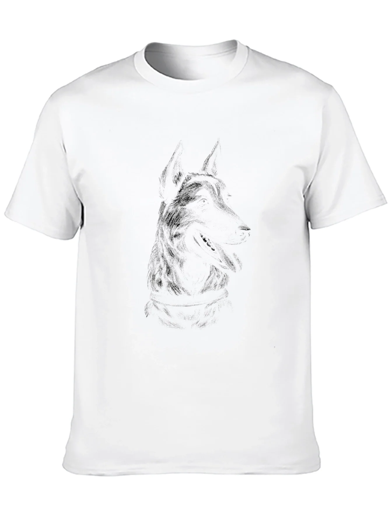 Camiseta Negra con Dise?o Abstracto de Lobo