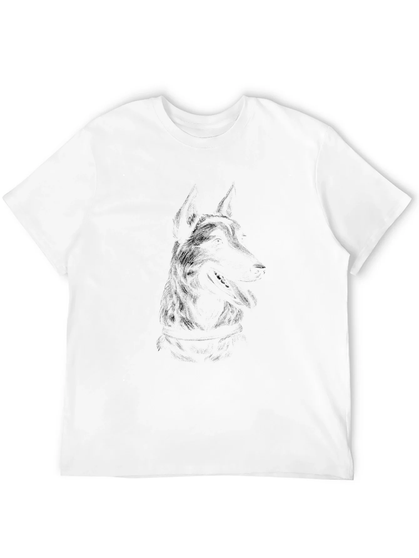 Camiseta Negra con Dise?o Abstracto de Lobo