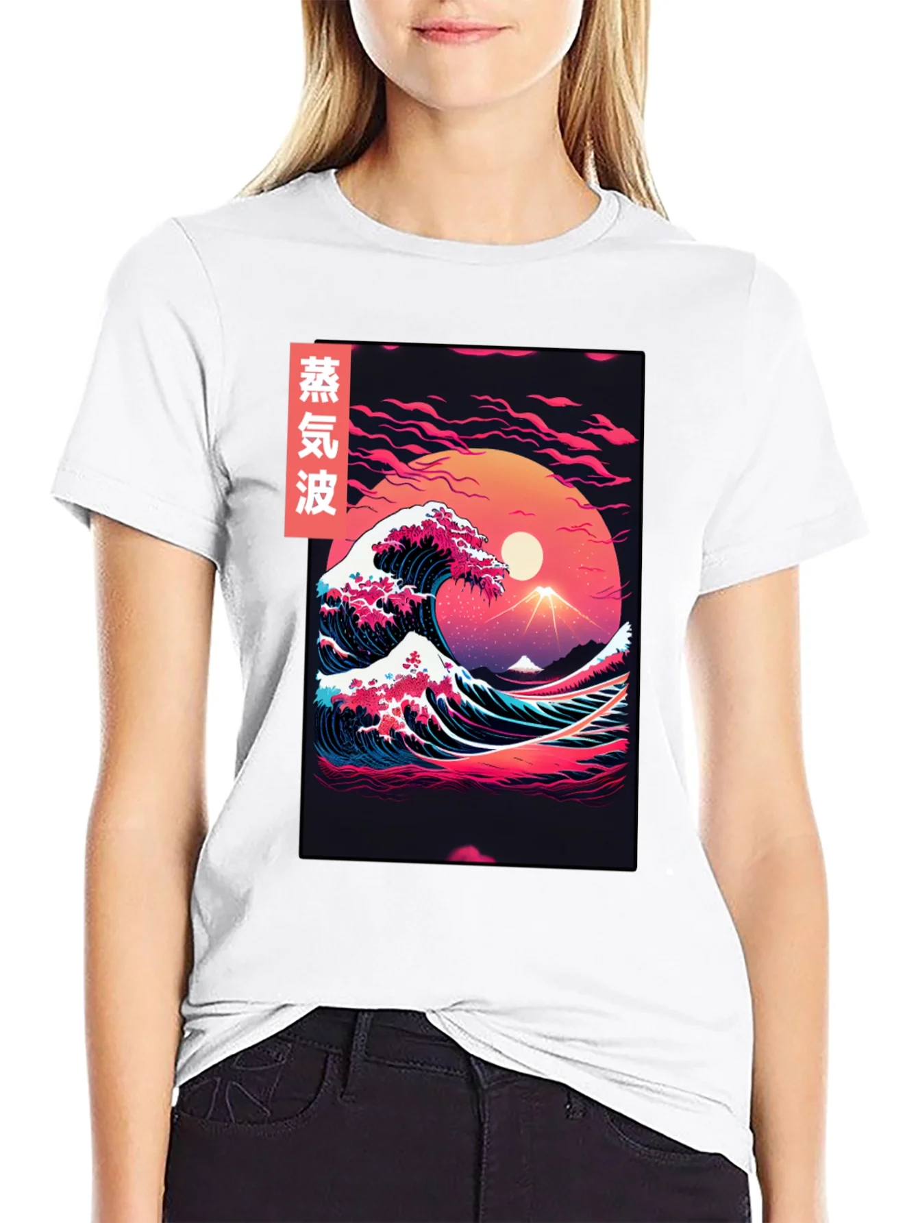 Camiseta Vaporwave con Ola Est¨¦tica Japonesa