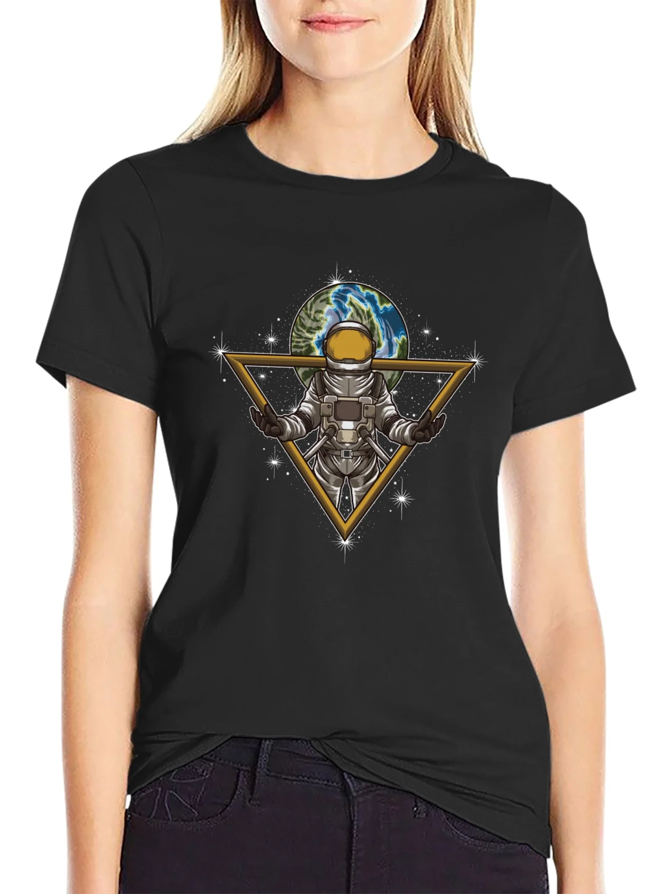 Rebbecca Astronaut Earth Graphic Tee - Stylish Space Design
