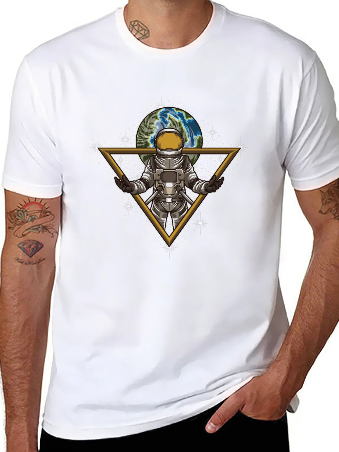 Rebbecca Astronaut Earth Graphic Tee - Stylish Space Design