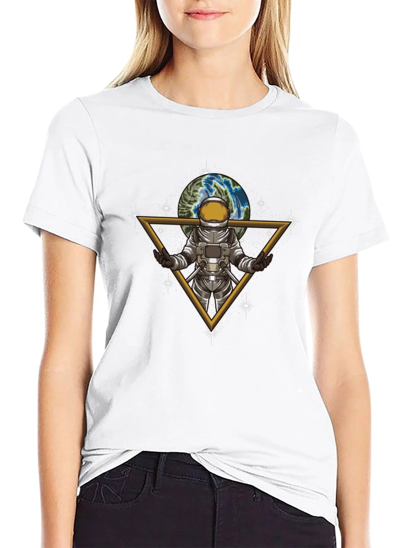 Rebbecca Astronaut Earth Graphic Tee - Stylish Space Design