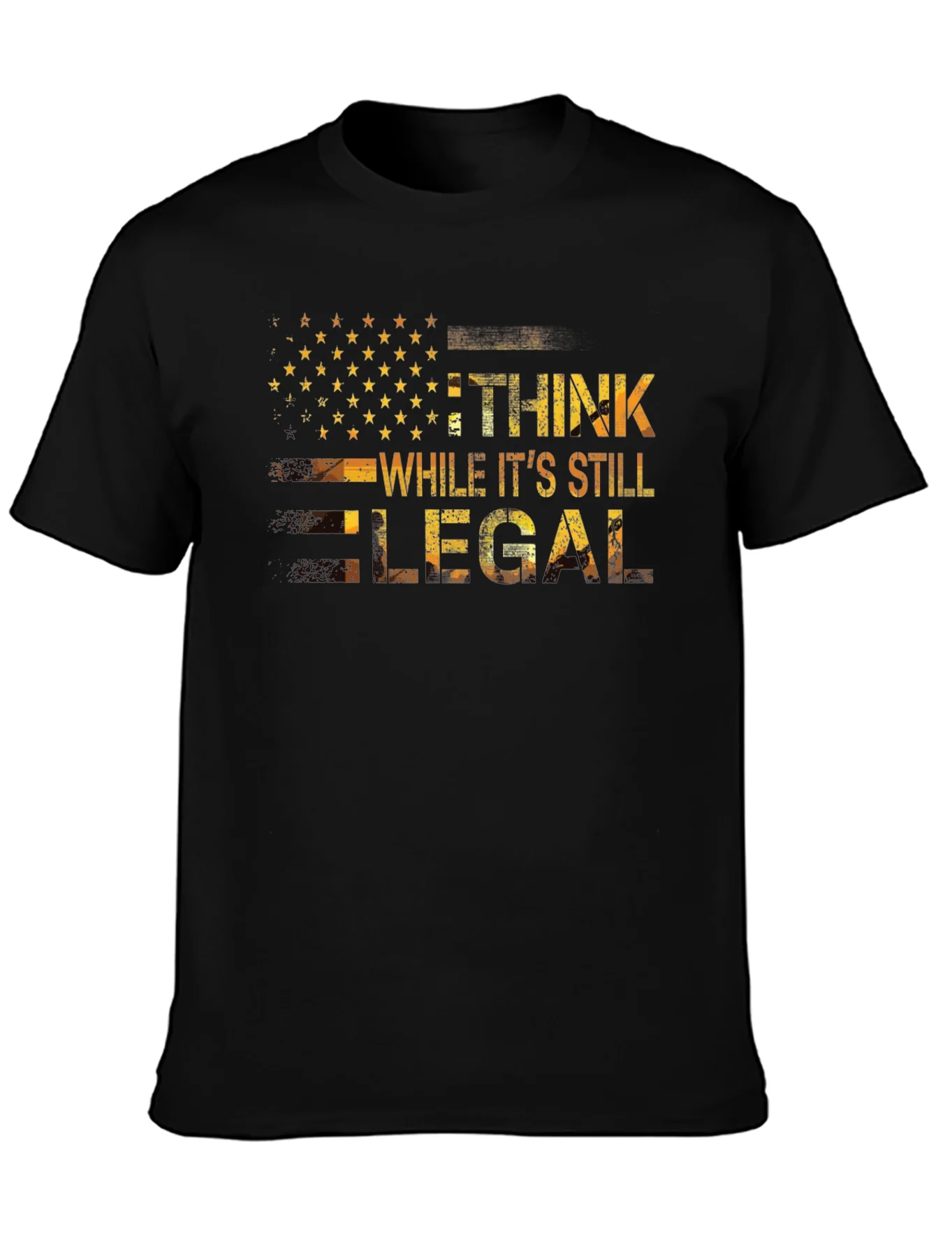 Camiseta Negra con Dise?o Patri¨®tico Piensa Legal