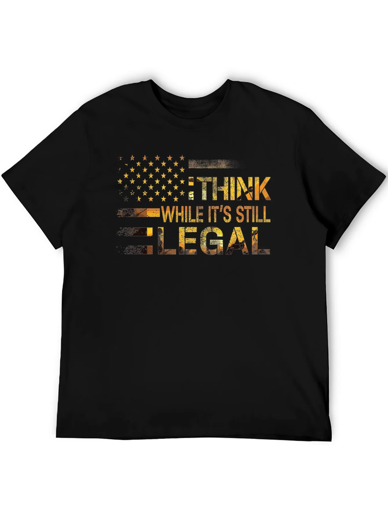 Camiseta Negra con Dise?o Patri¨®tico Piensa Legal