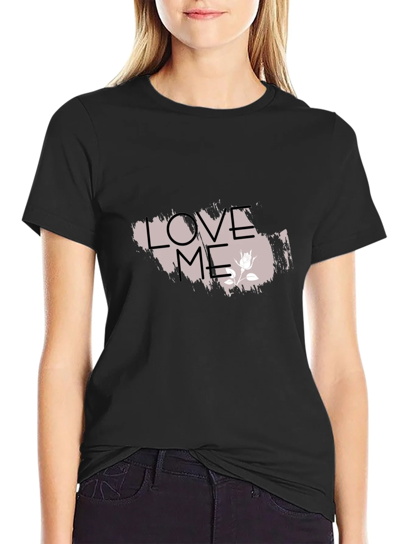 Rebbecca Love Me Graphic Tee - Trendy Black T-Shirt