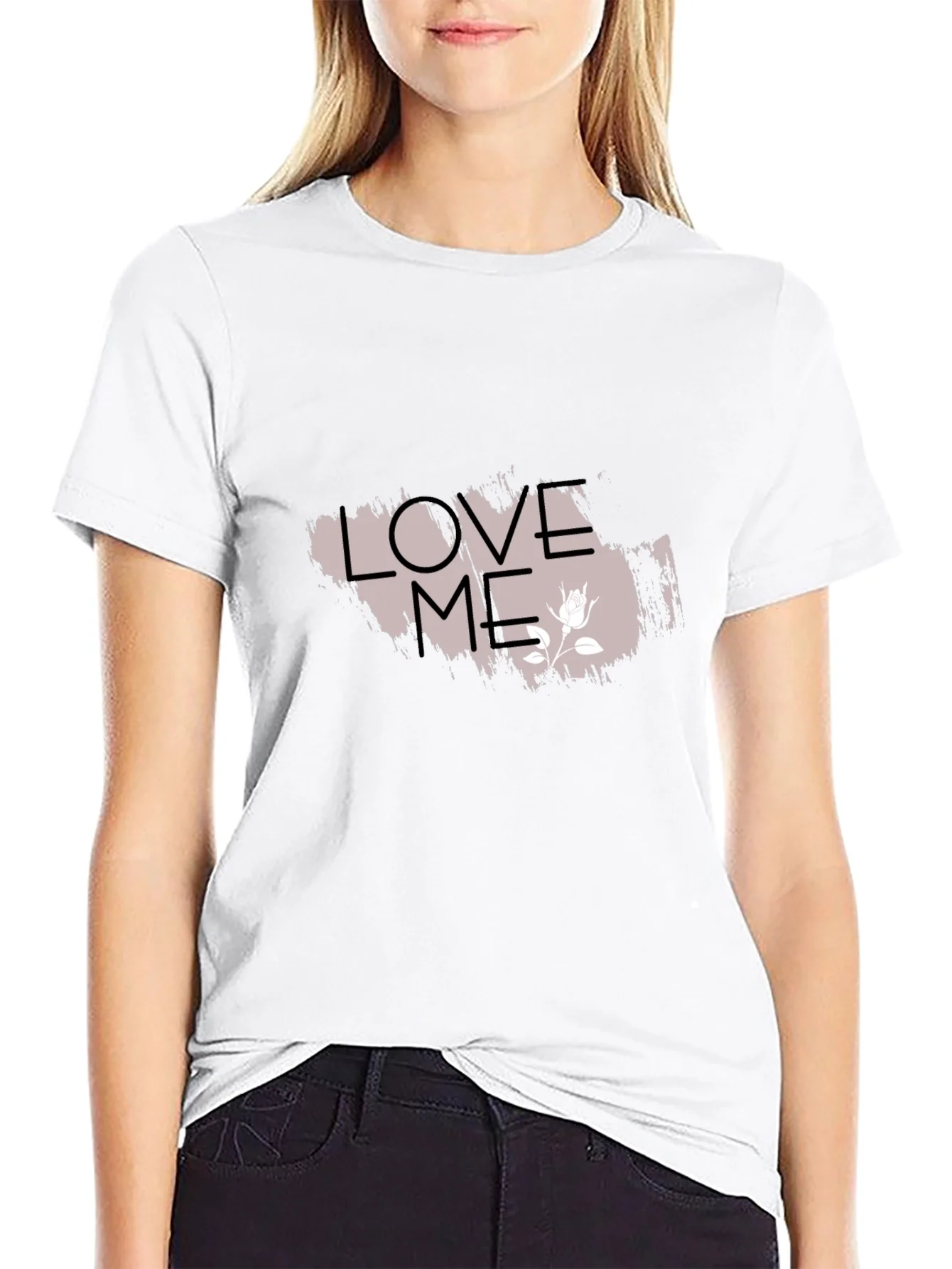 Rebbecca Love Me Graphic Tee - Trendy Black T-Shirt