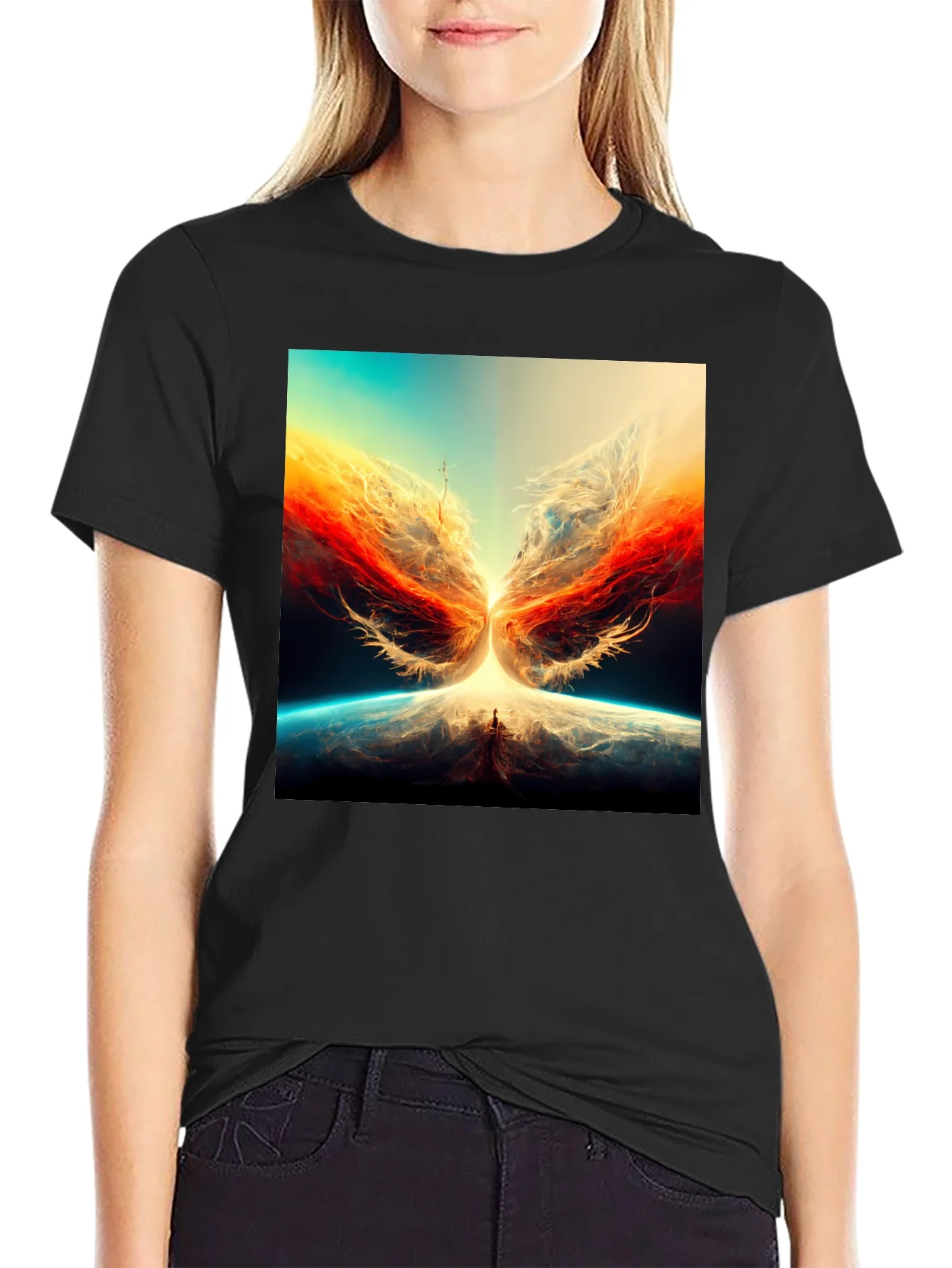 Rebbecca Abstract Phoenix Graphic Print Tee