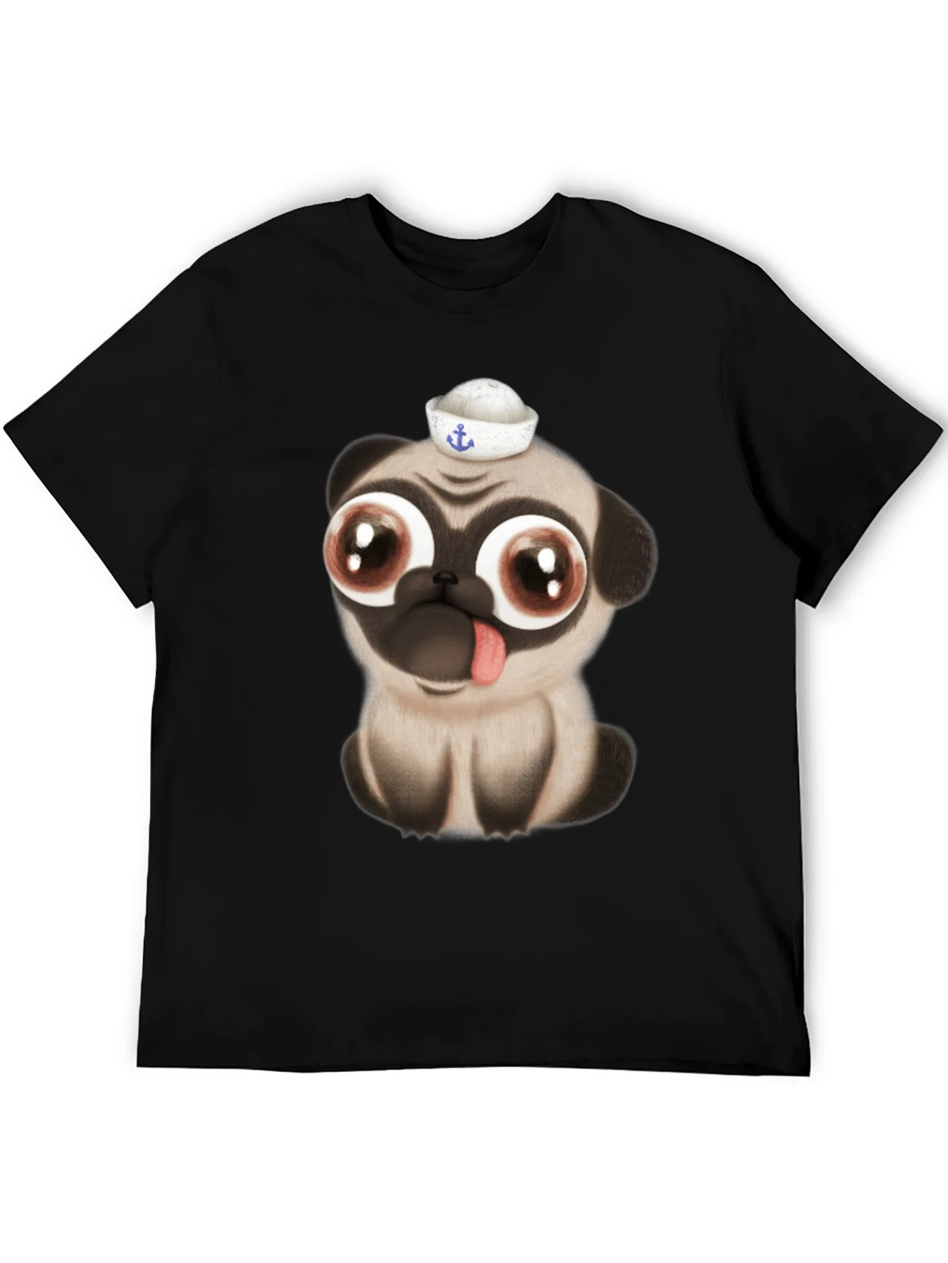 Camiseta Negra con Pug Marinero