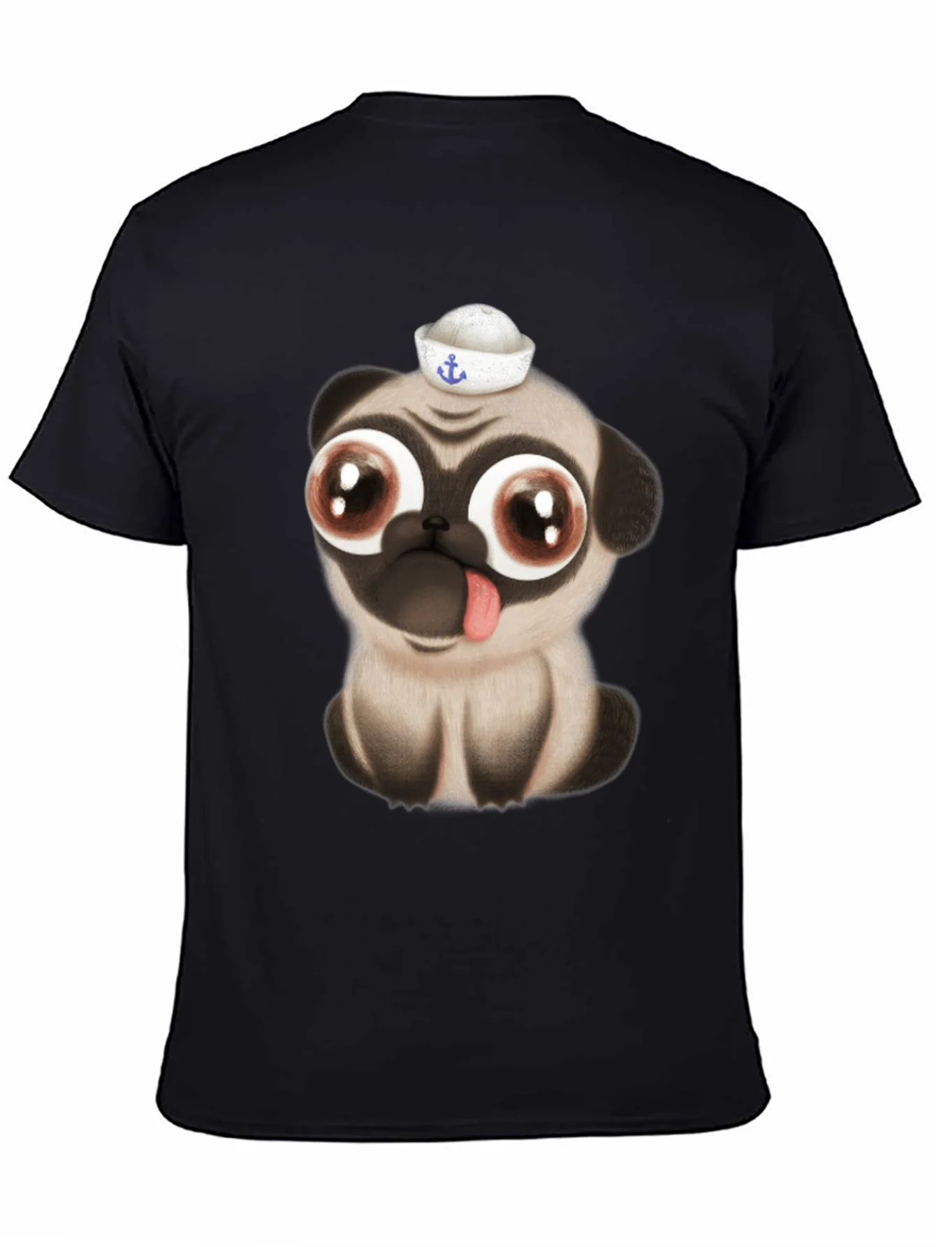 Camiseta Negra con Pug Marinero