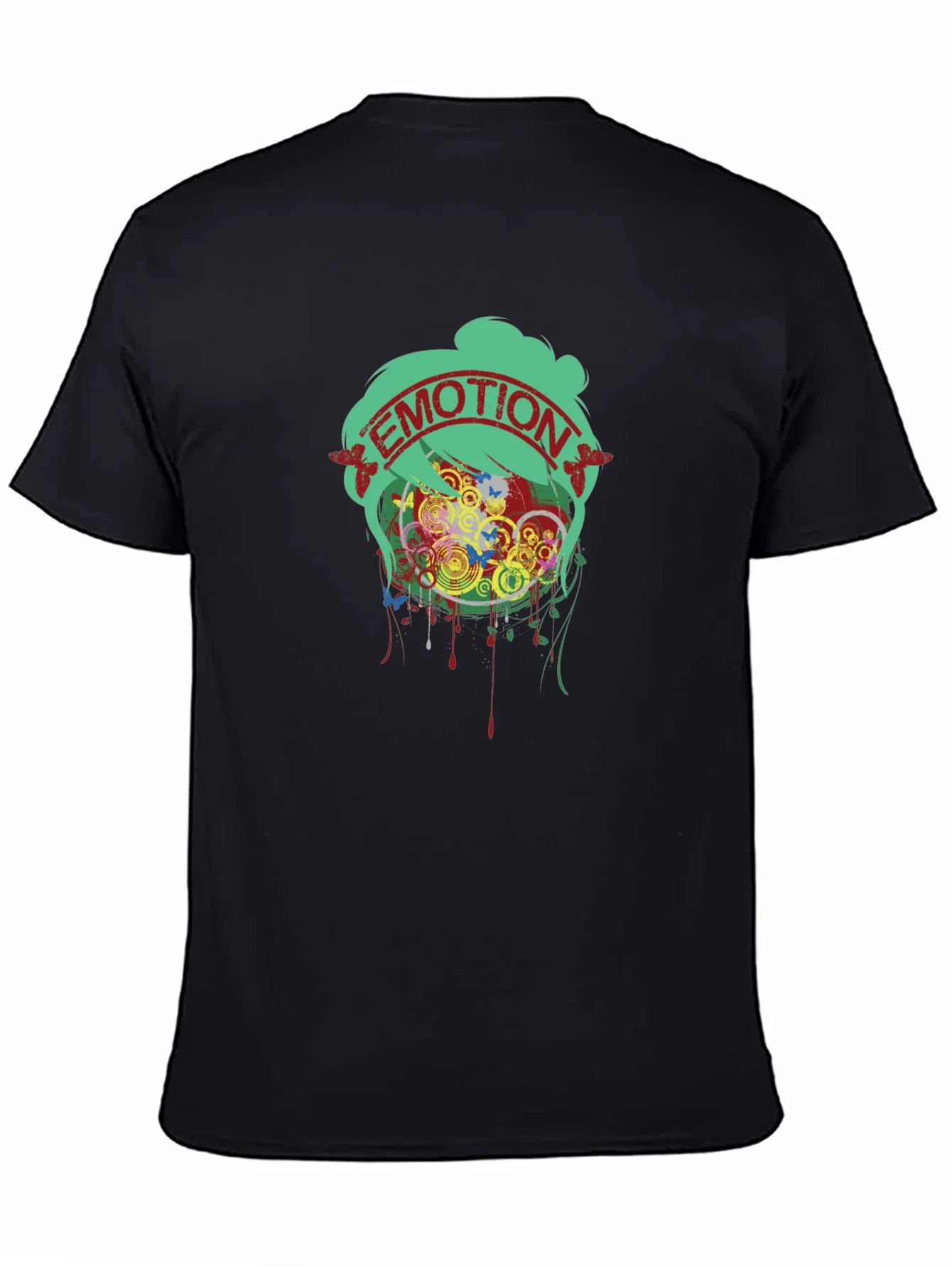 Camiseta Negra Estampado Emoci¨®n Dise?o Abstracto