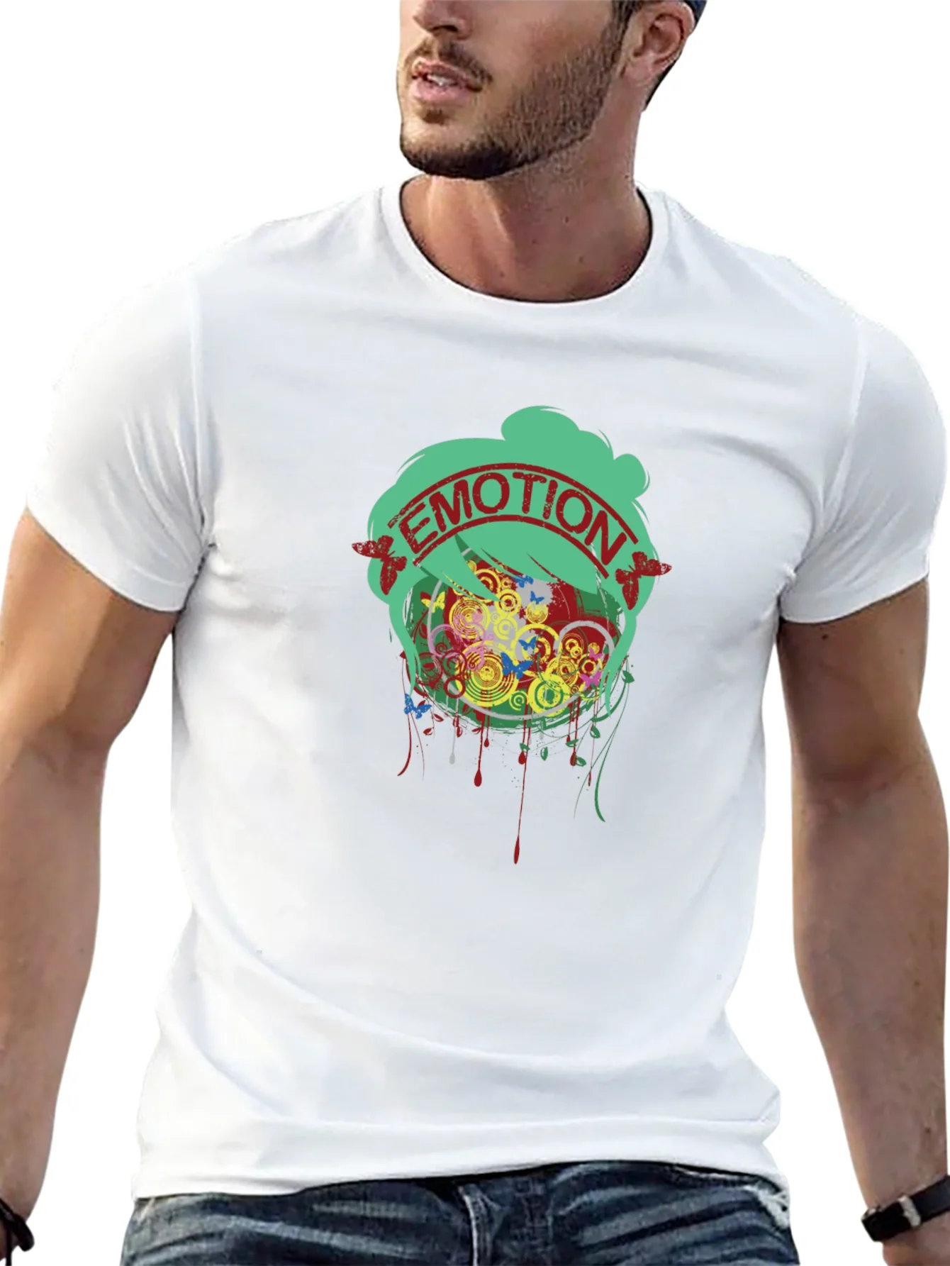 Camiseta Negra Estampado Emoci¨®n Dise?o Abstracto