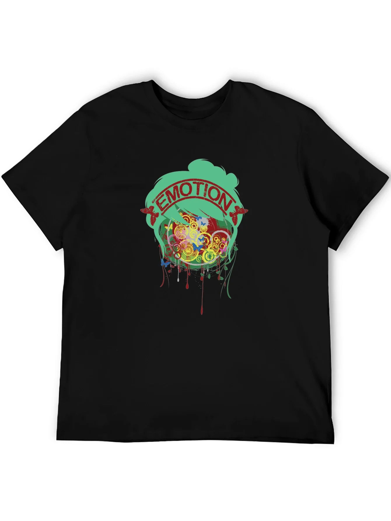 Camiseta Negra Estampado Emoci¨®n Dise?o Abstracto