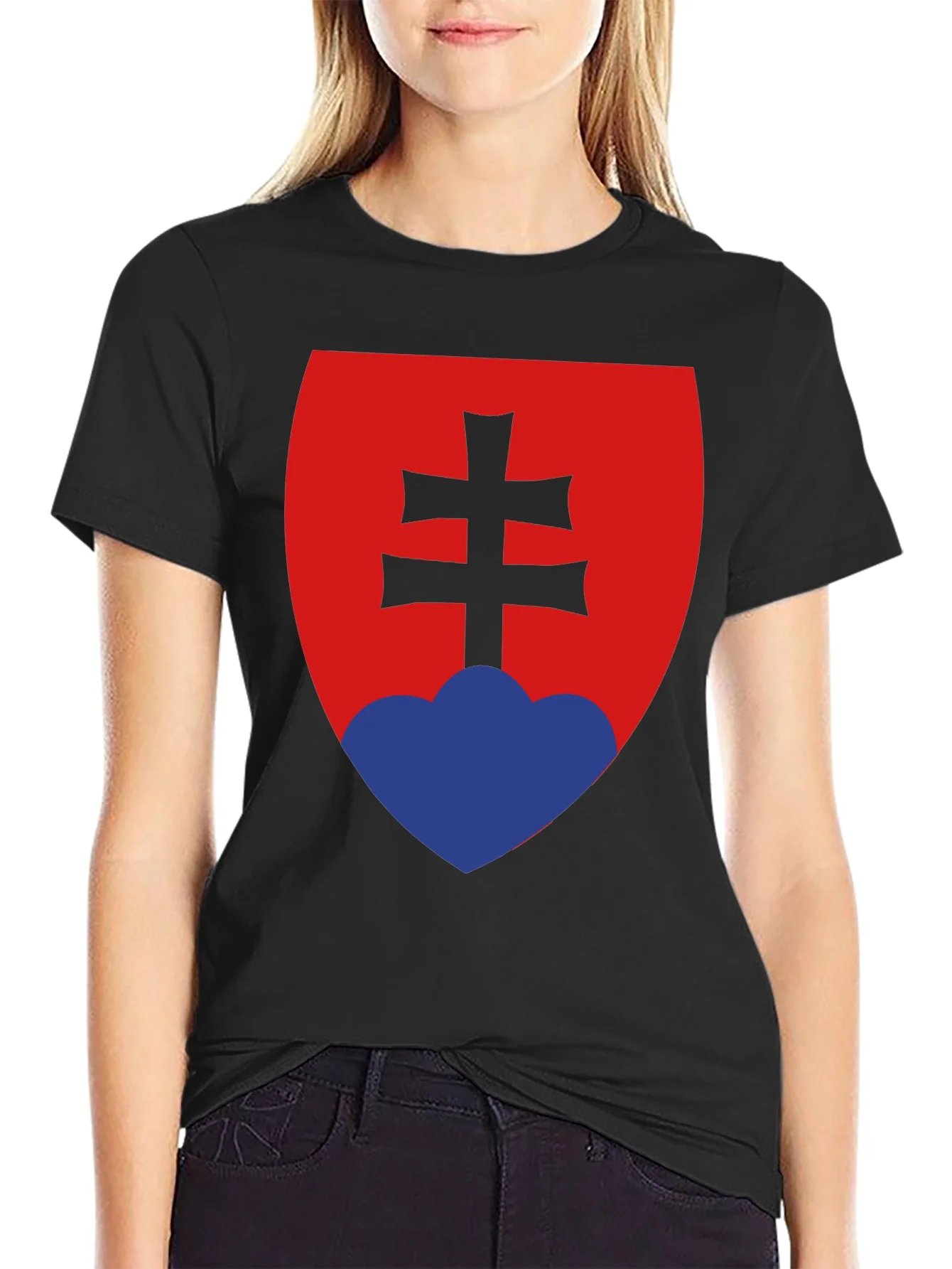 Camiseta Negra con Escudo de Eslovaquia