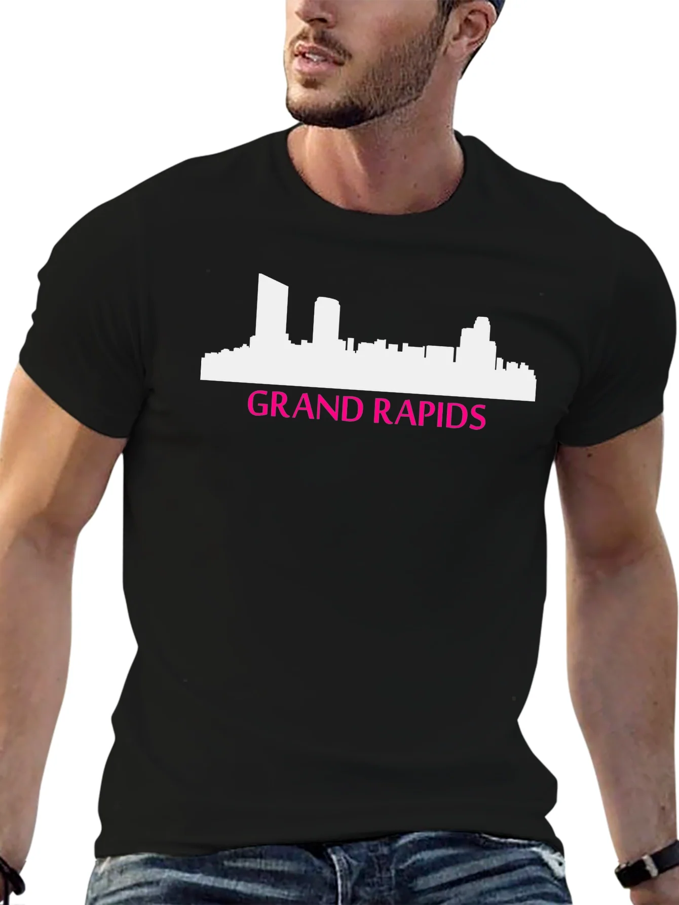 Camiseta Negra Grand Rapids Skyline