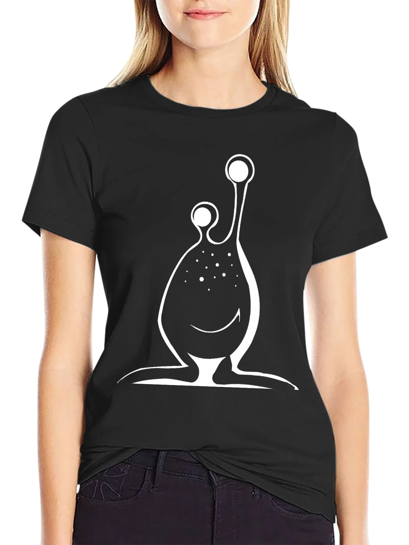 Rebbecca Mens Black T-Shirt with Alien Design