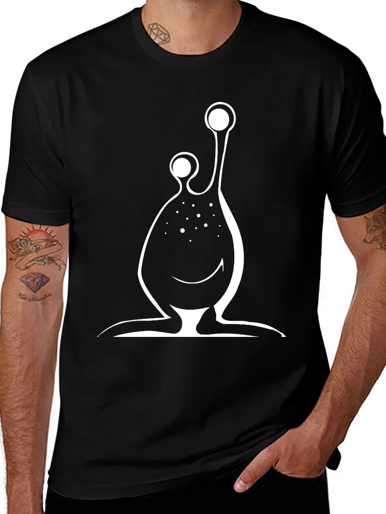 Rebbecca Mens Black T-Shirt with Alien Design