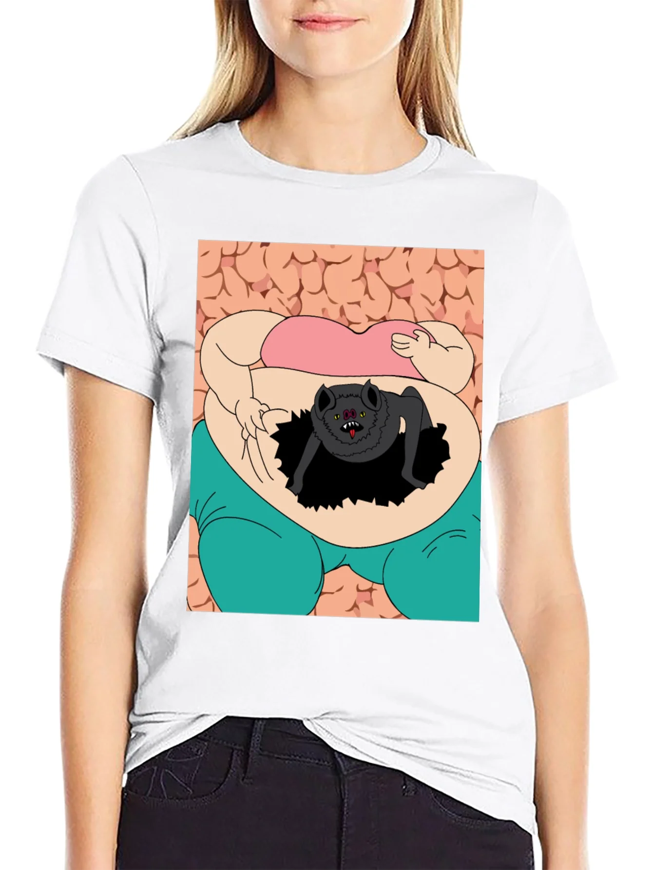 Camiseta Negra con Estampado Gr¨¢fico ¨²nico