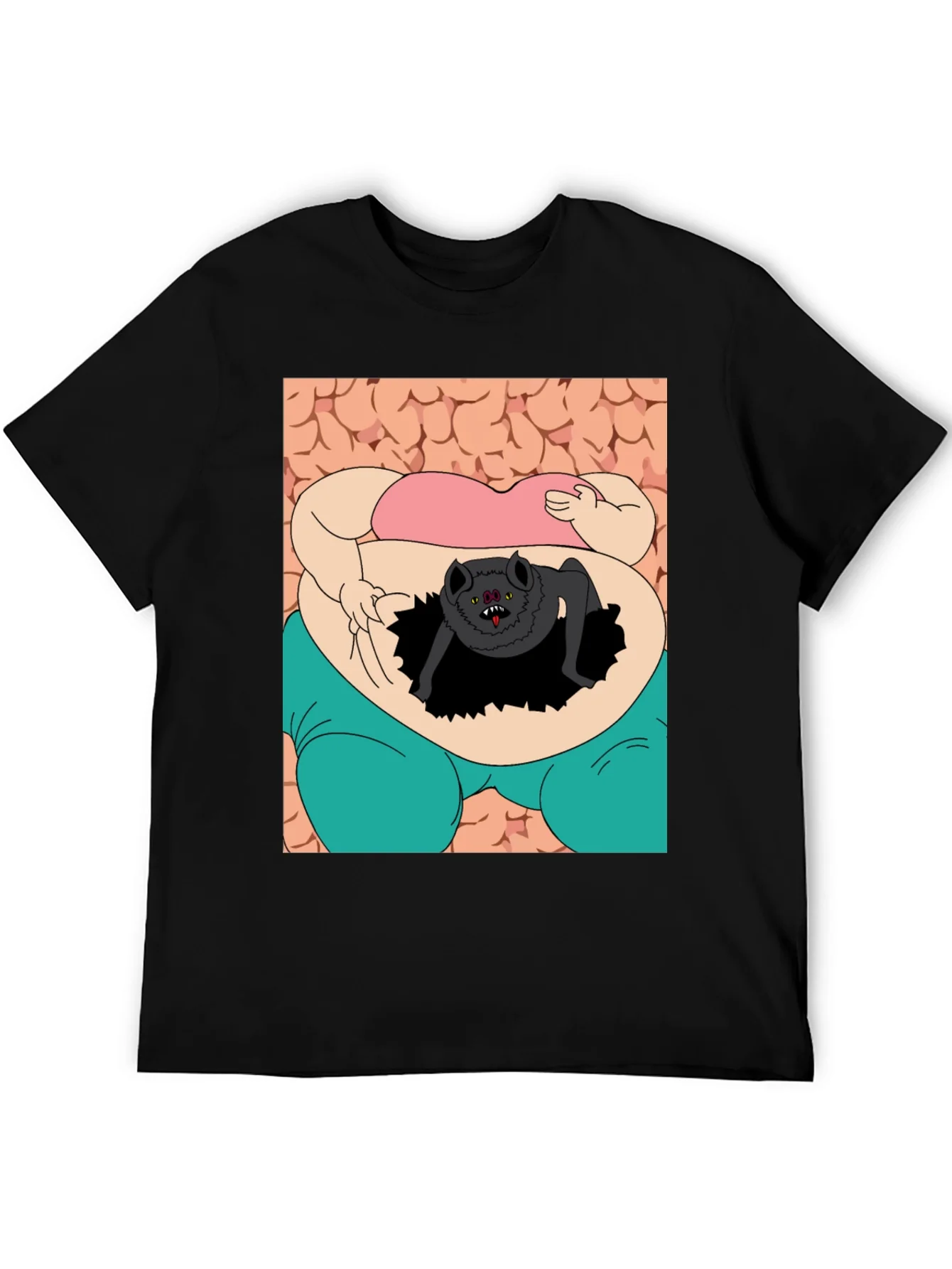 Camiseta Negra con Estampado Gr¨¢fico ¨²nico