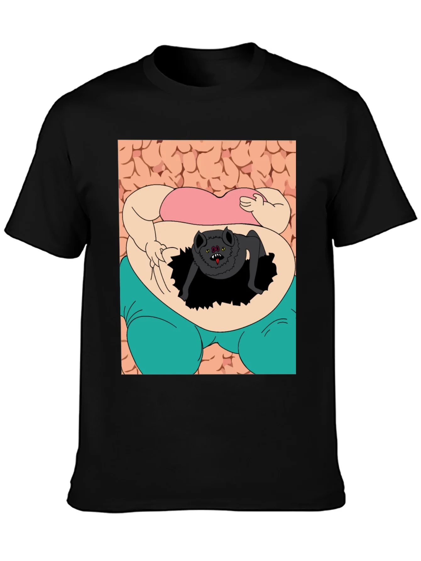 Camiseta Negra con Estampado Gr¨¢fico ¨²nico