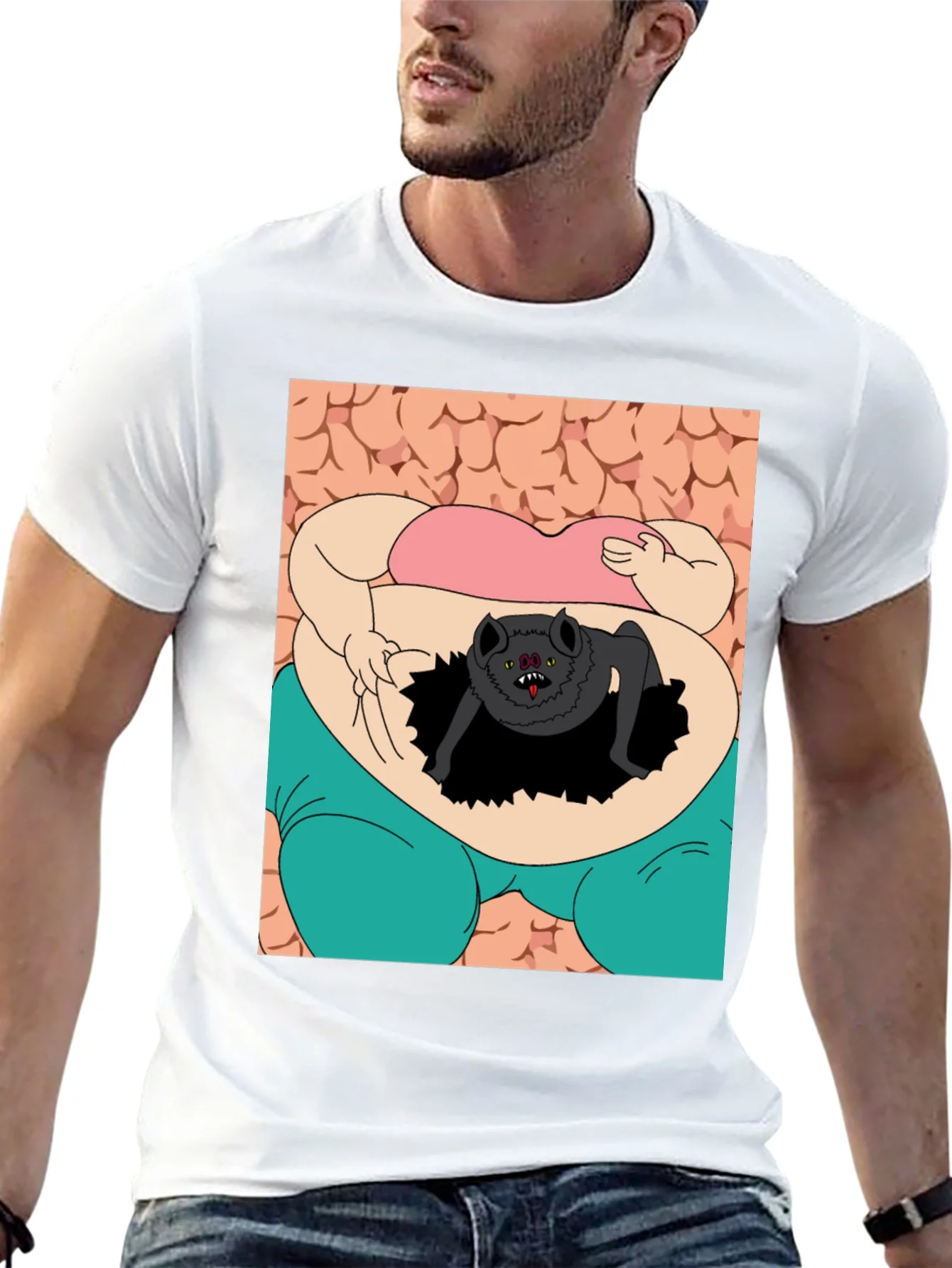 Camiseta Negra con Estampado Gr¨¢fico ¨²nico