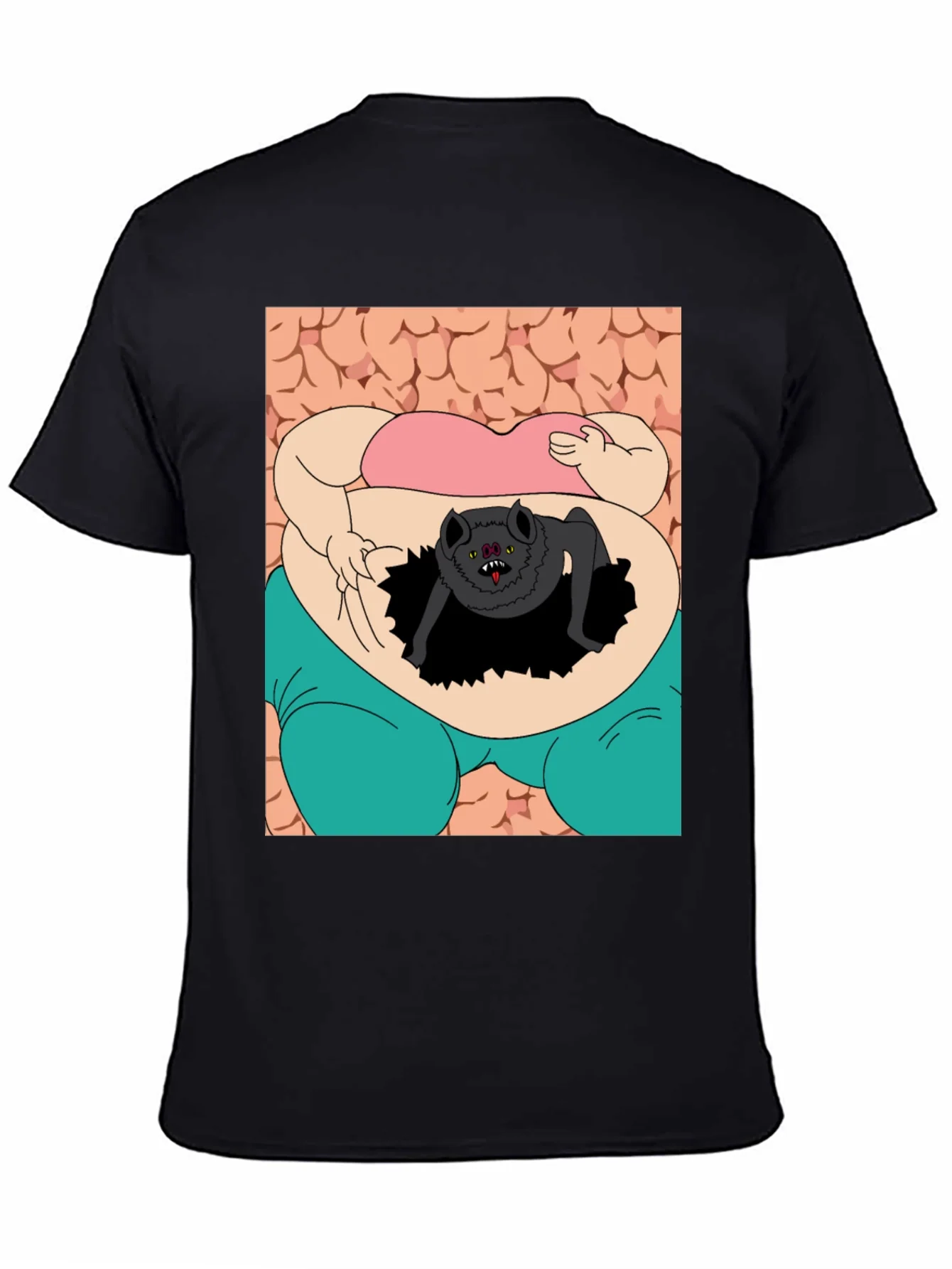 Camiseta Negra con Estampado Gr¨¢fico ¨²nico