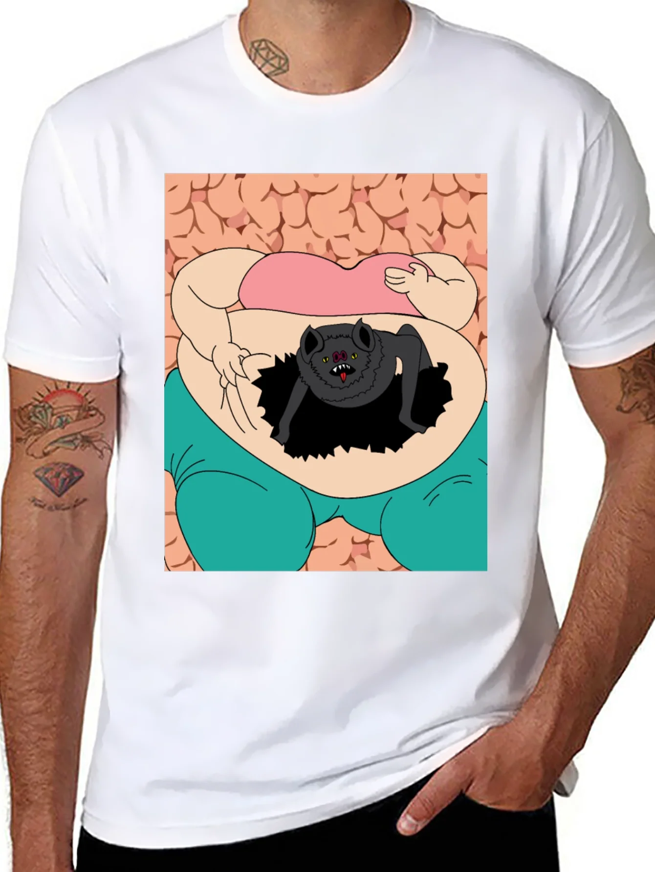 Camiseta Negra con Estampado Gr¨¢fico ¨²nico