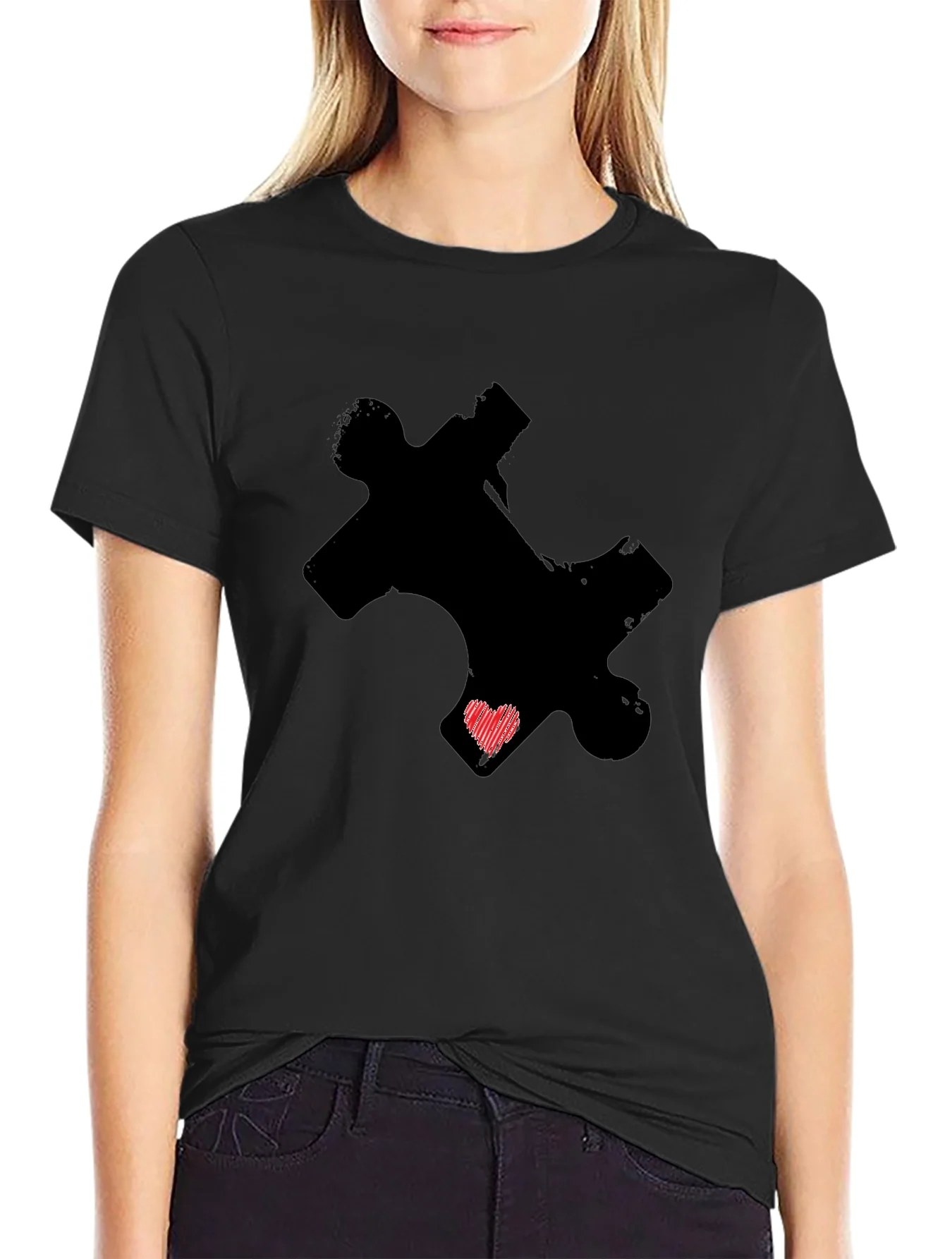 Rebbecca Puzzle Piece Heart Graphic Tee - Autism Awareness