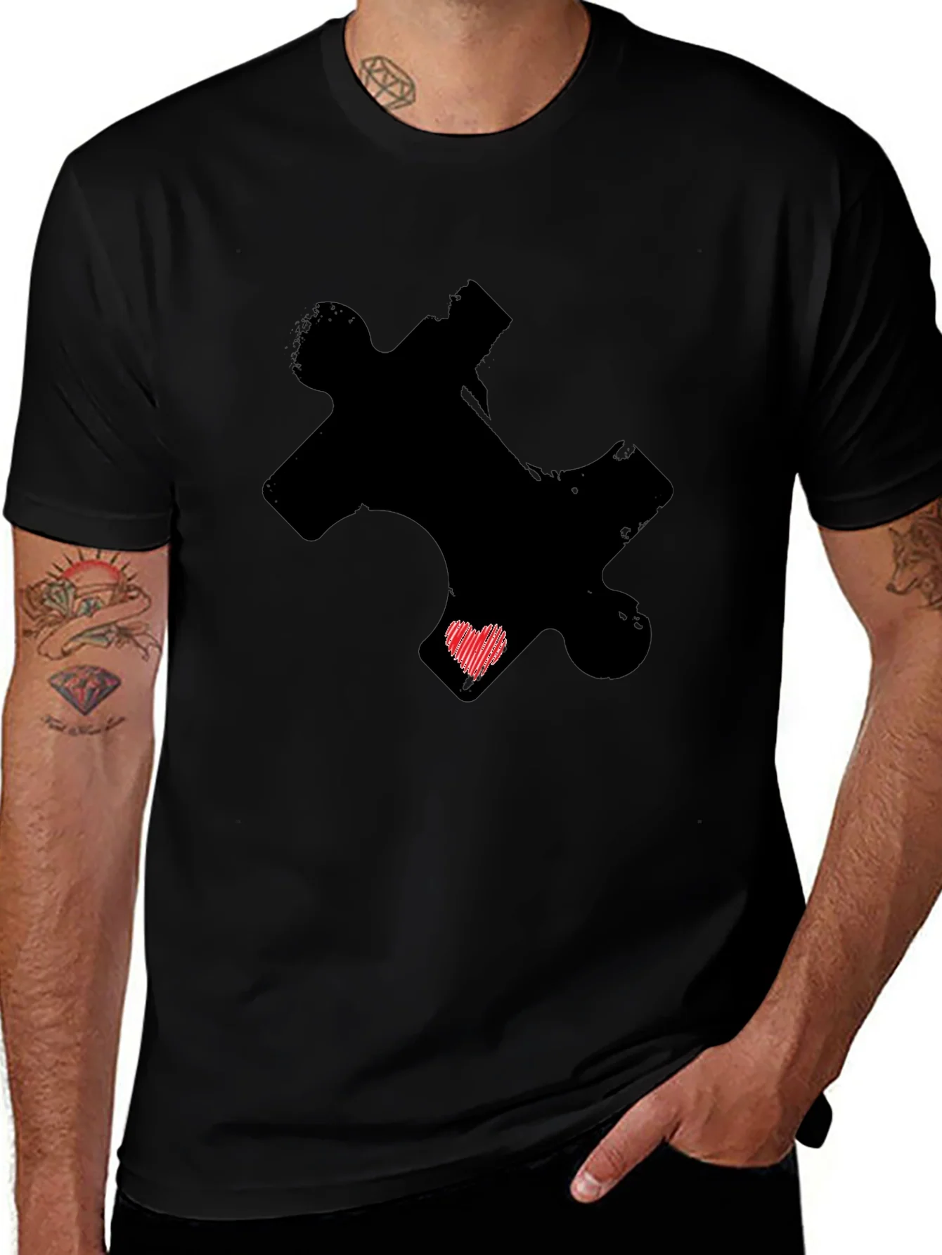 Rebbecca Puzzle Piece Heart Graphic Tee - Autism Awareness