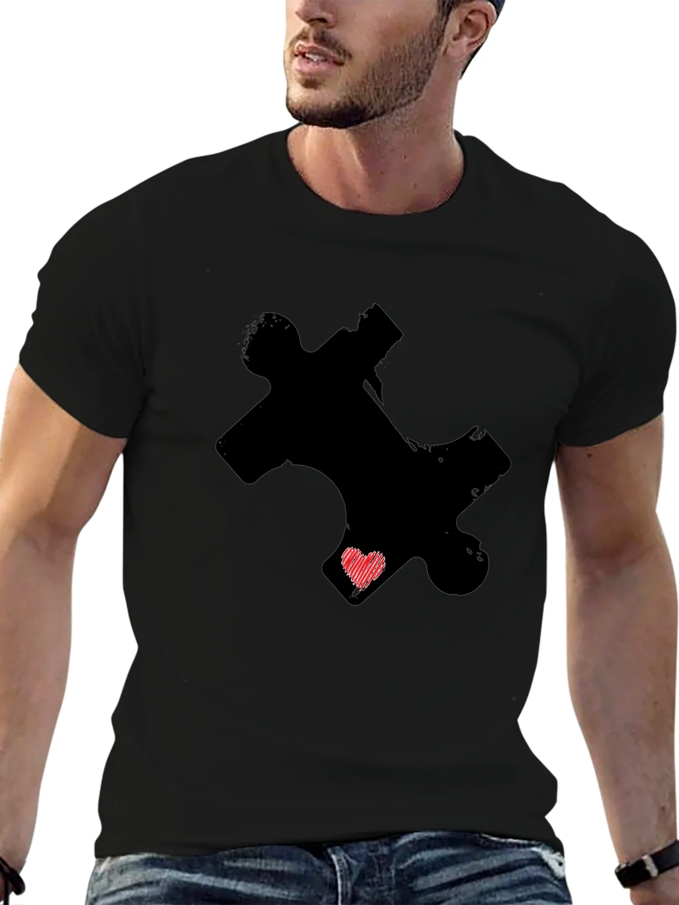 Rebbecca Puzzle Piece Heart Graphic Tee - Autism Awareness