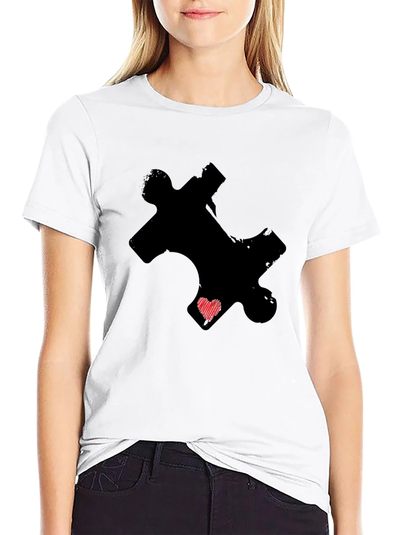 Rebbecca Puzzle Piece Heart Graphic Tee - Autism Awareness
