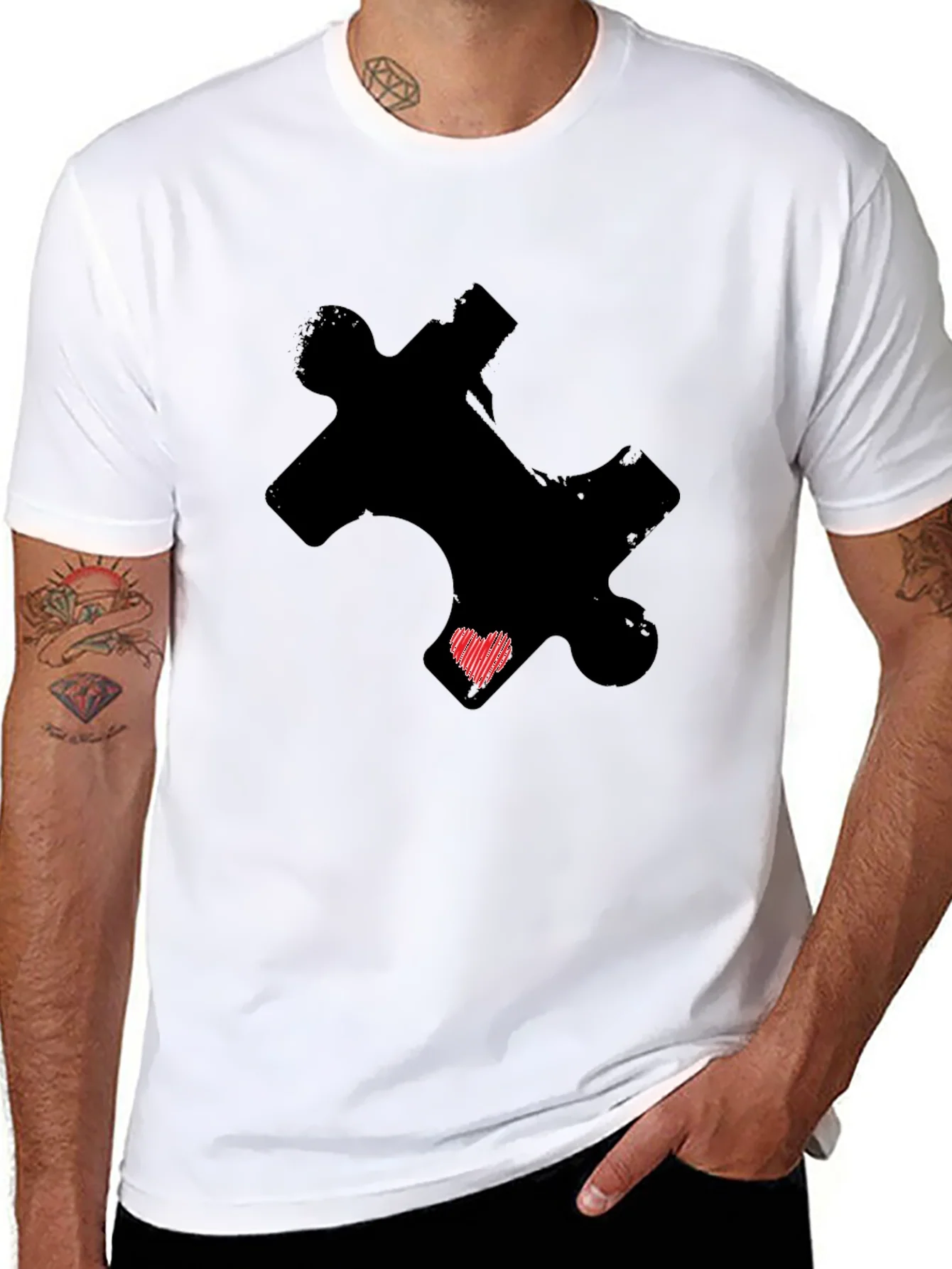 Rebbecca Puzzle Piece Heart Graphic Tee - Autism Awareness