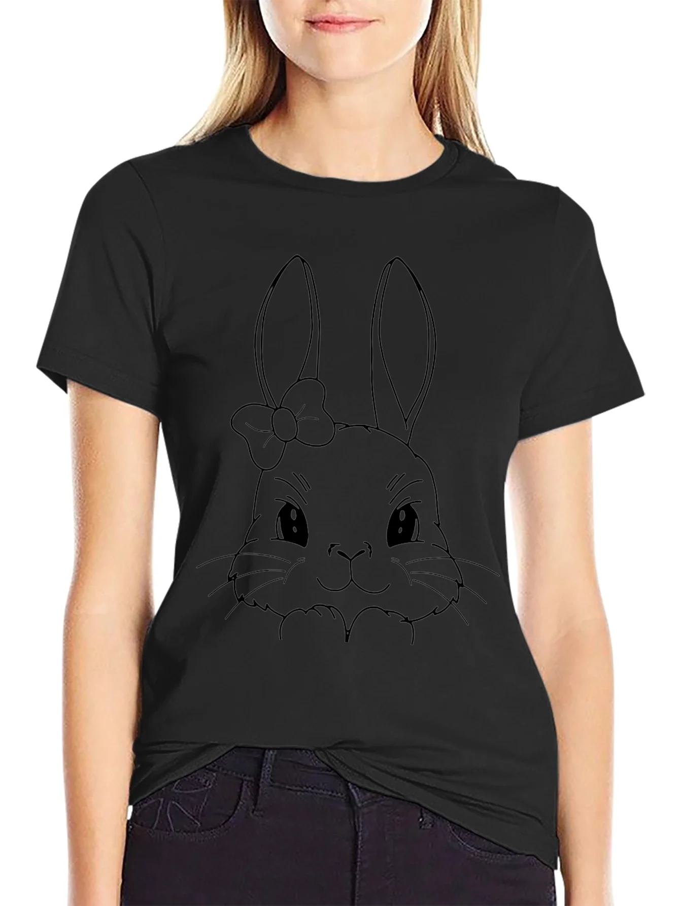 Camiseta Negra Conejita Mo?o - Estilo Casual