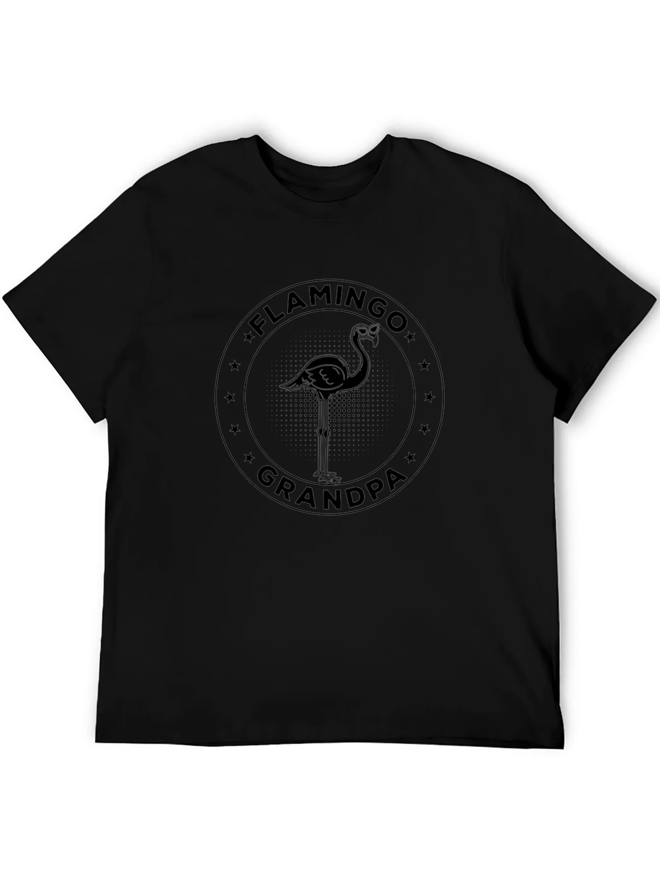 Camiseta Negra Flamingo Grandpa para Hombre